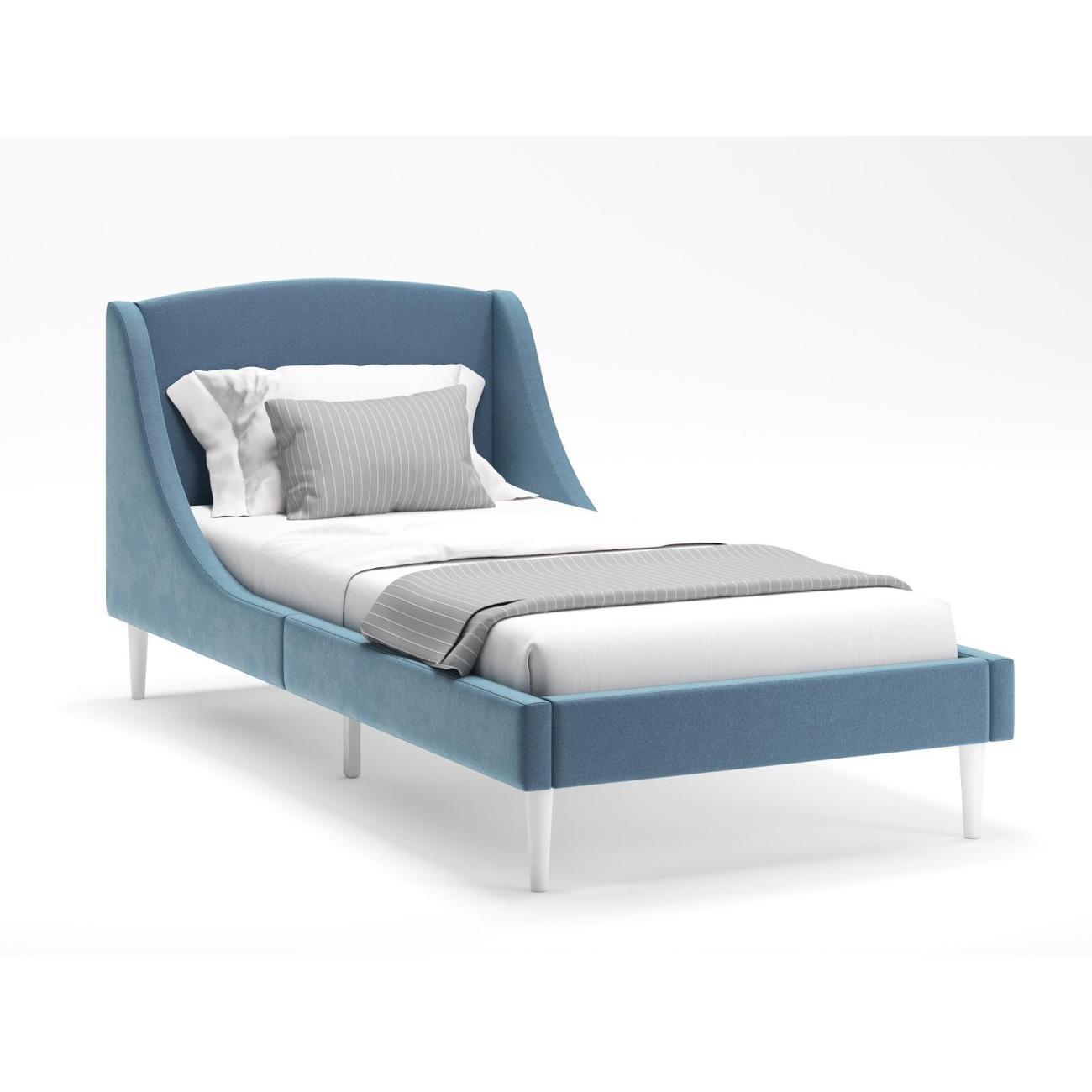 Кровать Monofix ЛОТТИ, 90х200 см, микровелюр серо-голубой