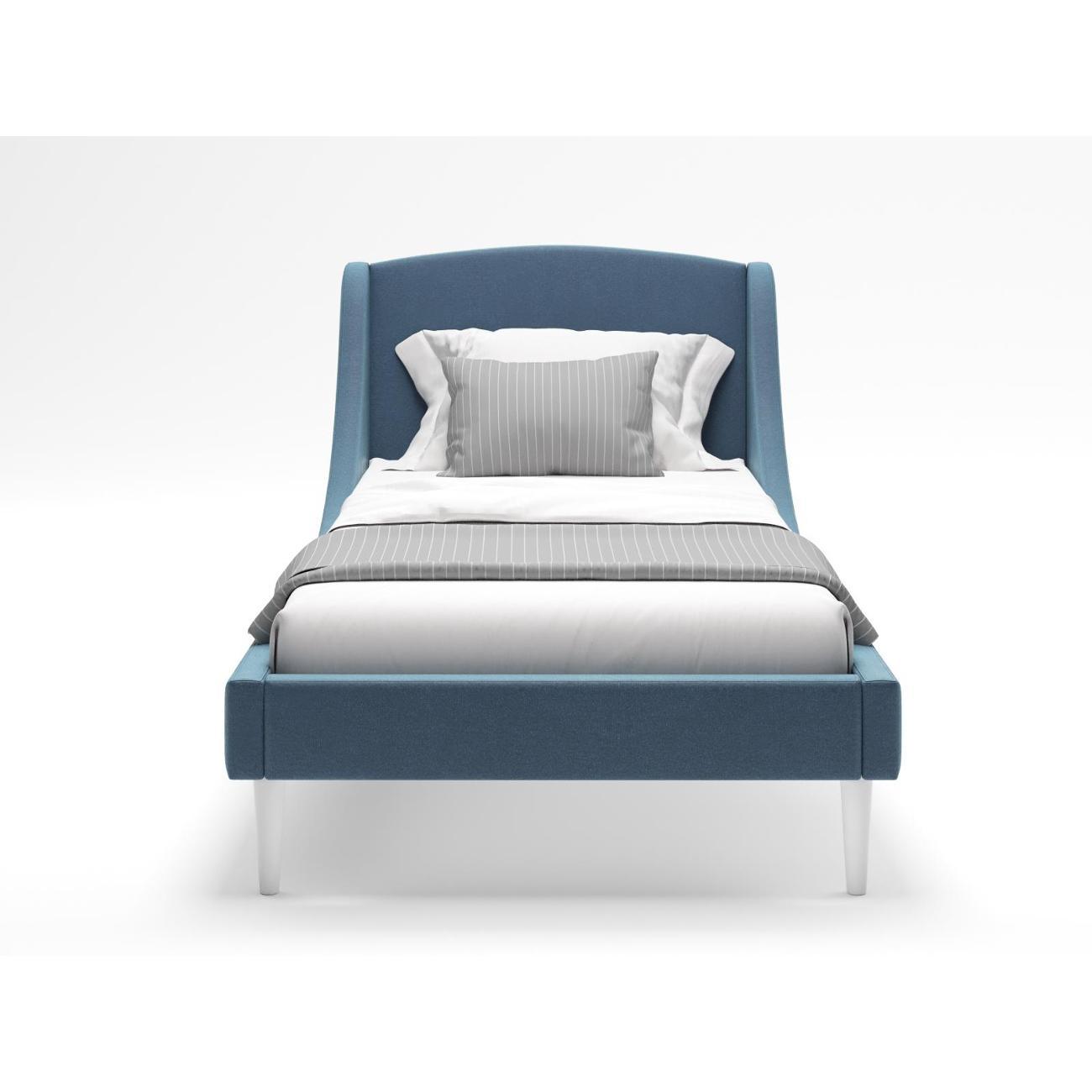 Кровать Monofix ЛОТТИ, 90х200 см, микровелюр серо-голубой