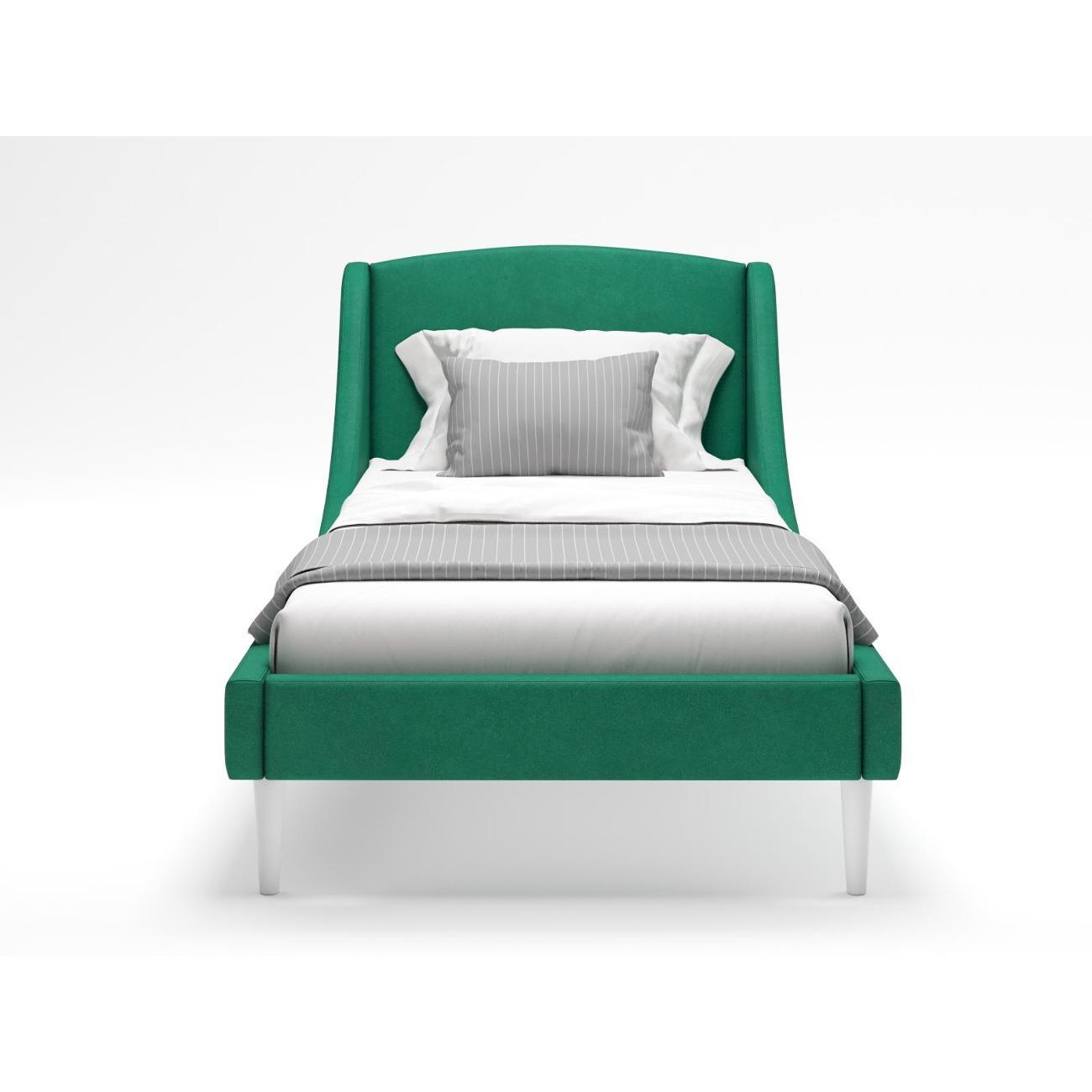 Кровать Monofix ЛОТТИ, 90х200 см, микровелюр зеленый