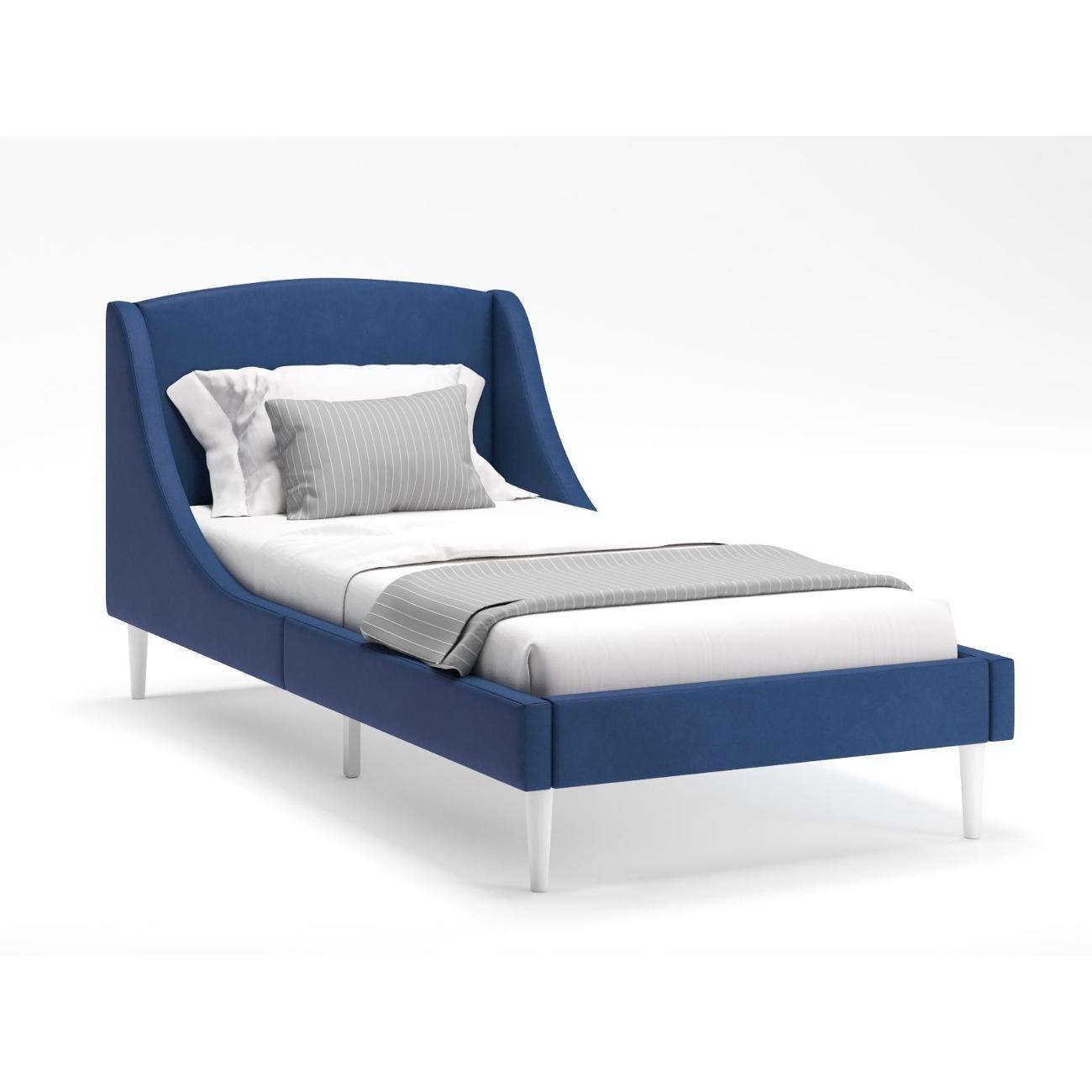 Кровать Monofix ЛОТТИ, 90х200 см, микровелюр синий