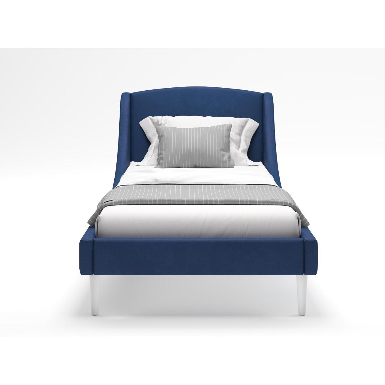 Кровать Monofix ЛОТТИ, 90х200 см, микровелюр синий