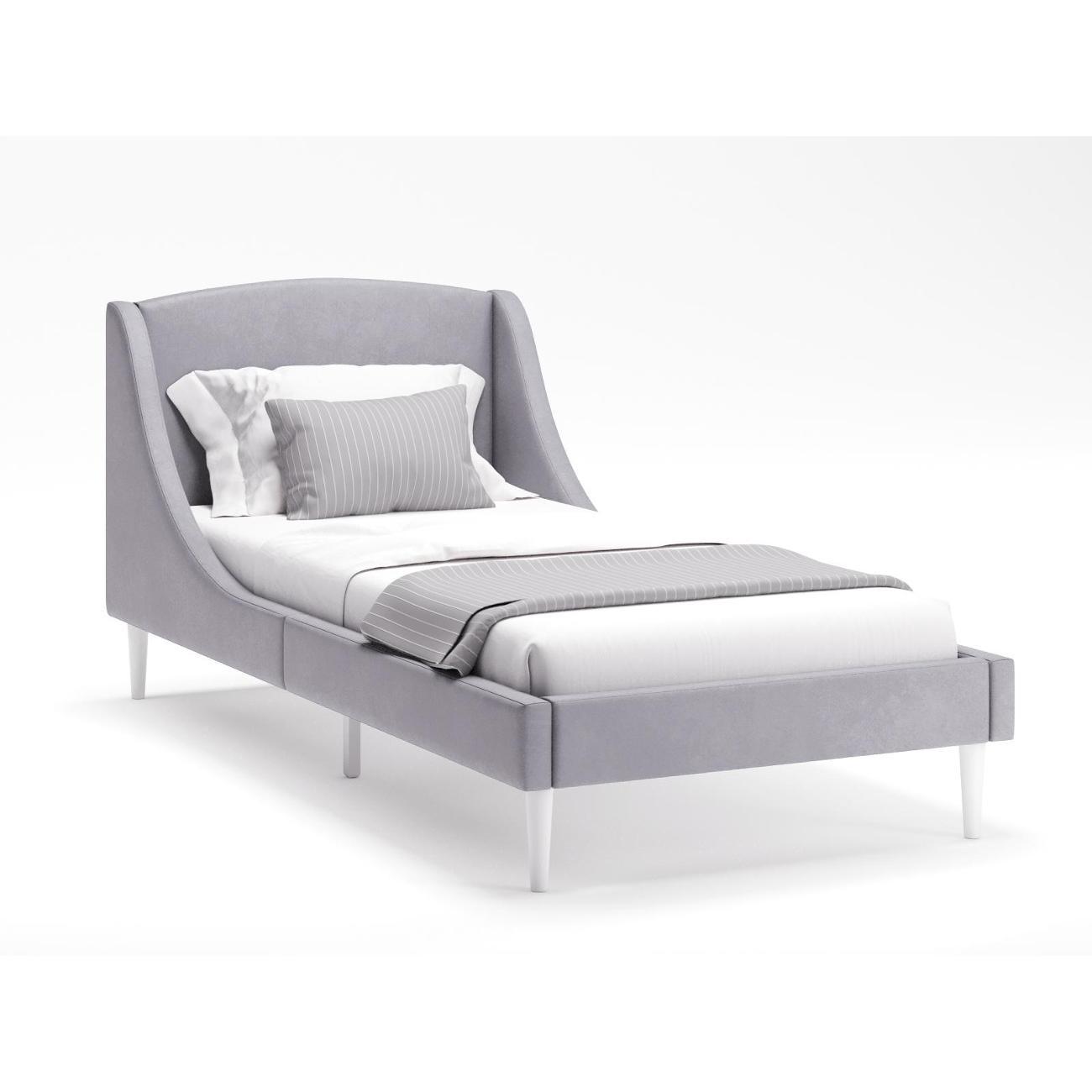 Кровать Monofix ЛОТТИ, 90х200 см, микровелюр серый