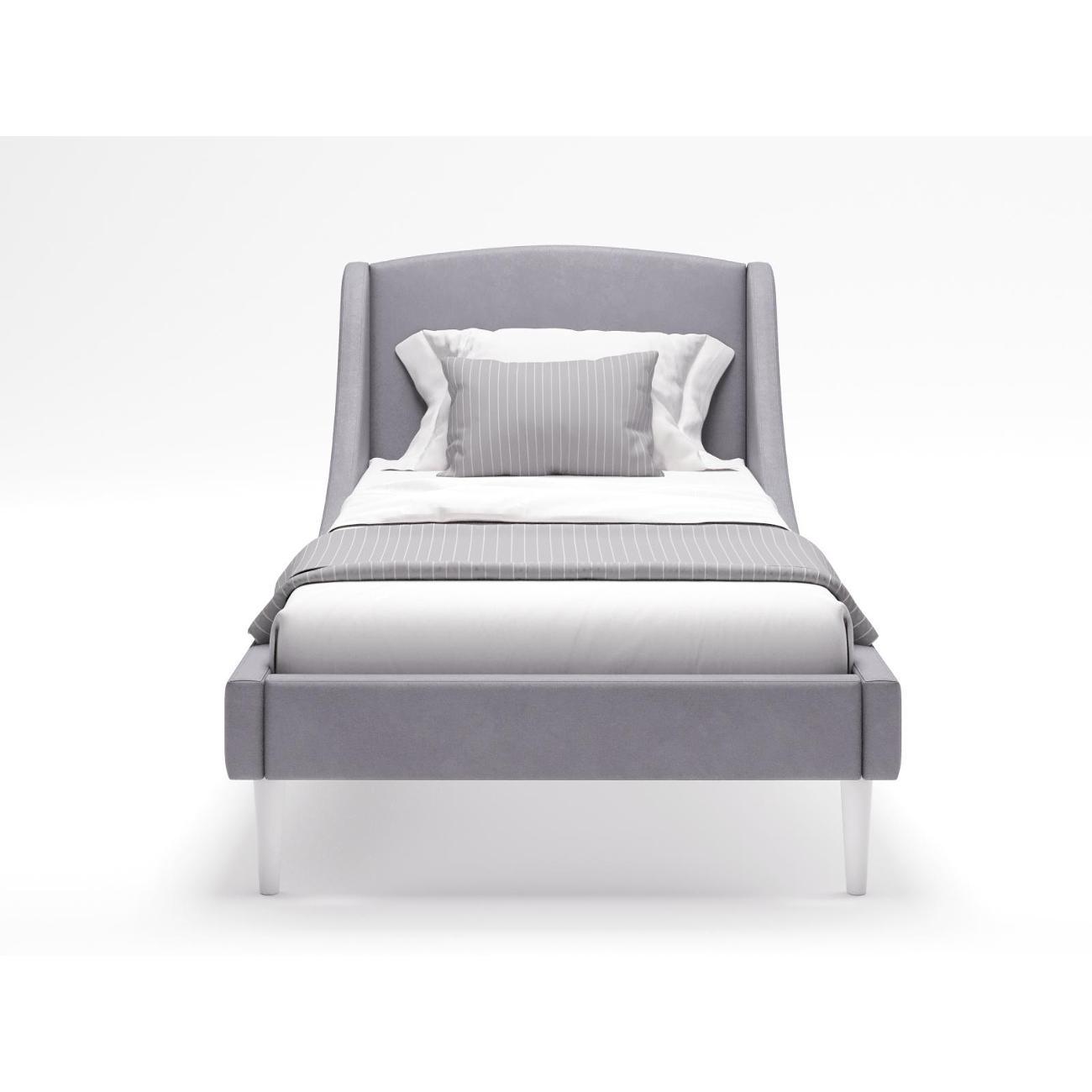 Кровать Monofix ЛОТТИ, 90х200 см, микровелюр серый