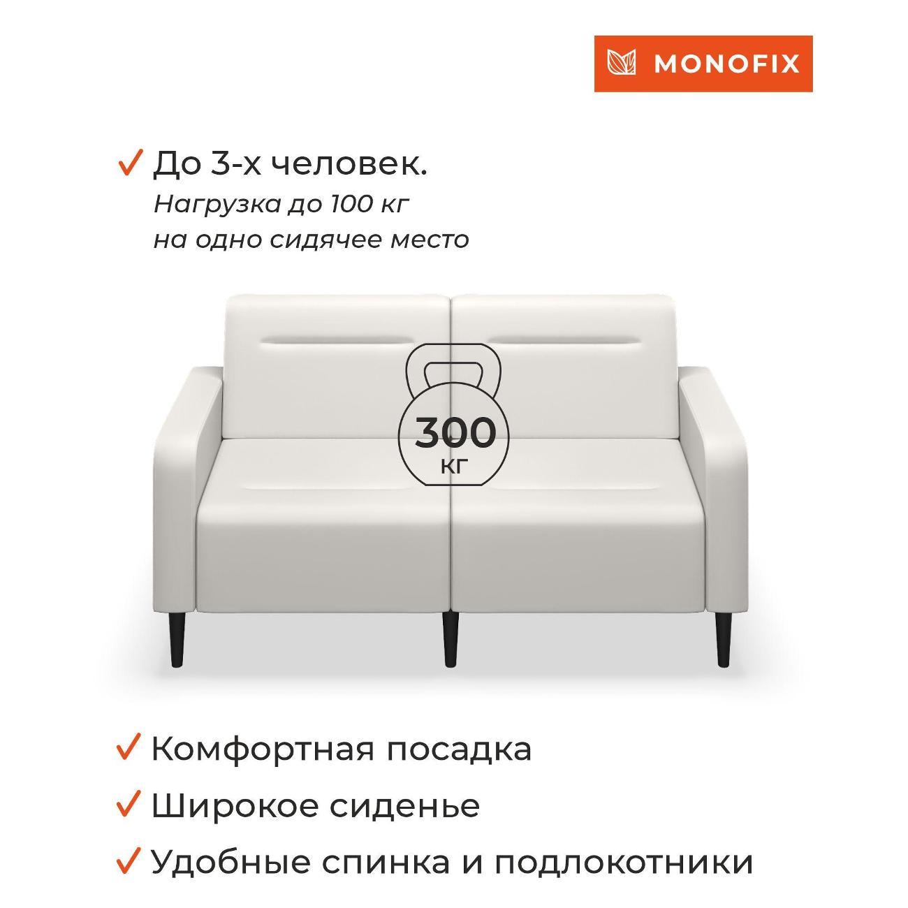 Диван Monofix ФОКСЕТ 162 см, экокожа, белый