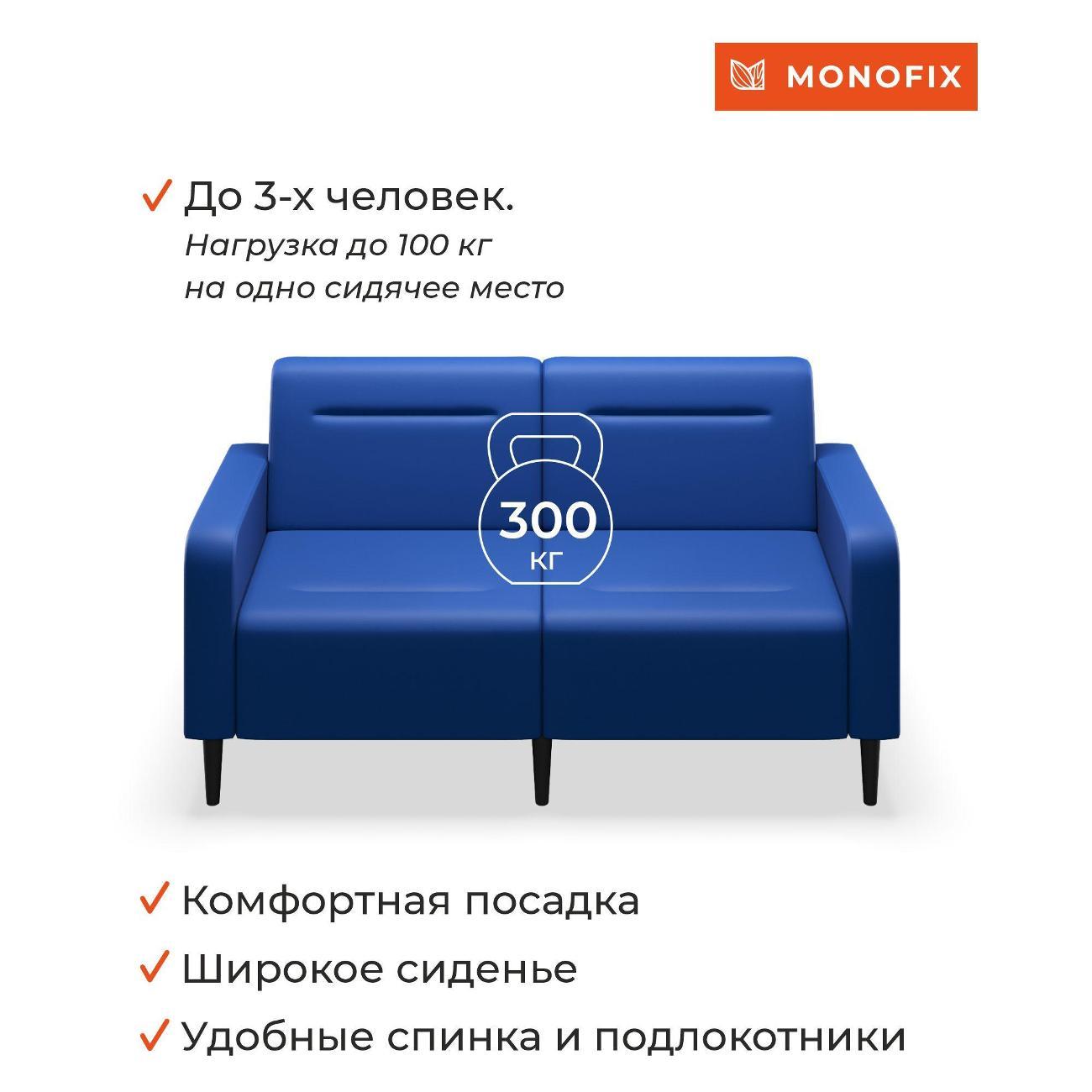 Диван Monofix ФОКСЕТ 162 см, экокожа, синий