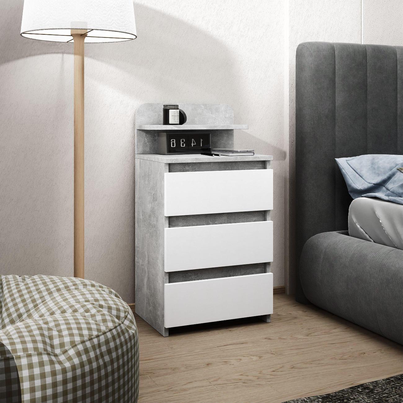 Тумба MFMaster Витто-7132 бетон-белый