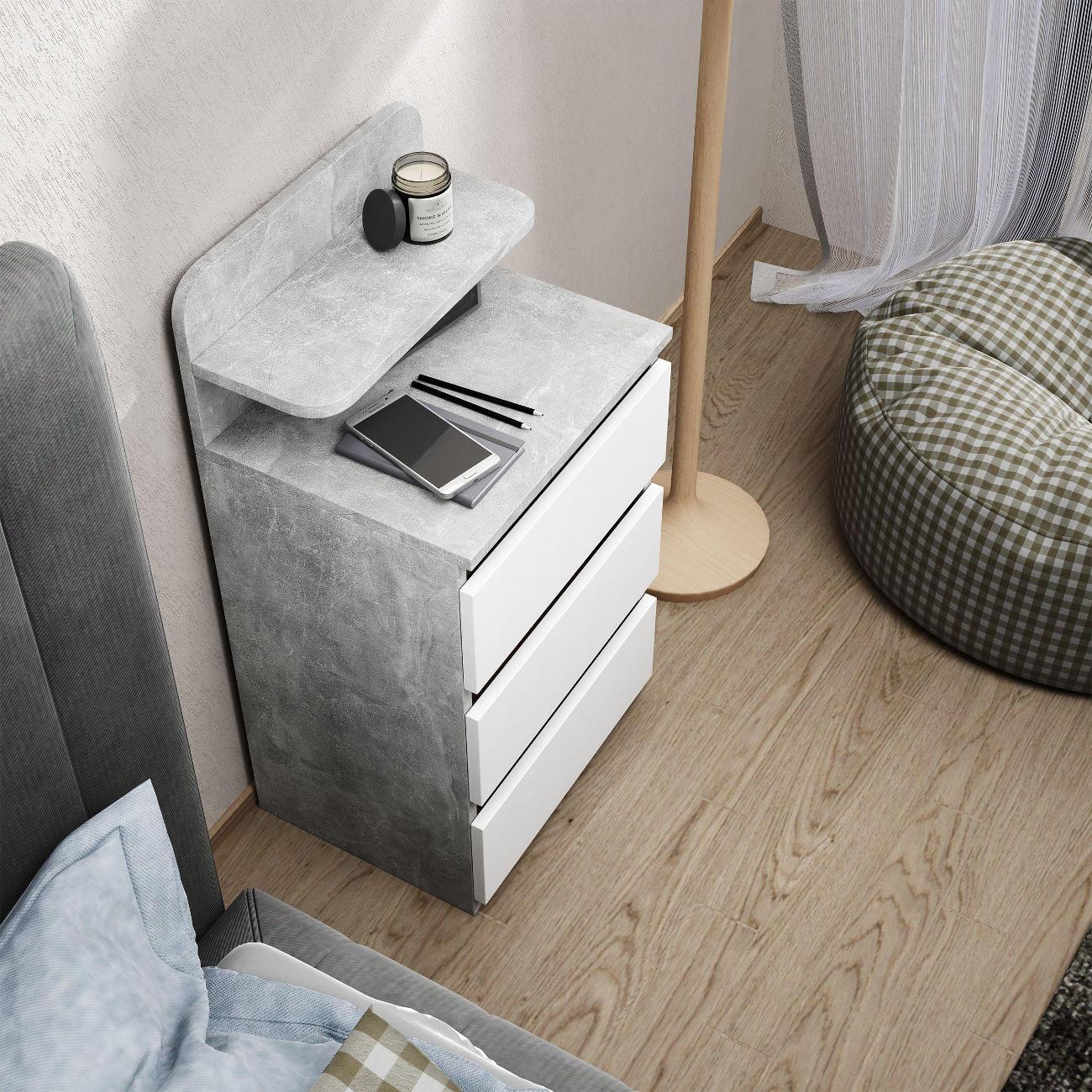 Тумба MFMaster Витто-7132 бетон-белый