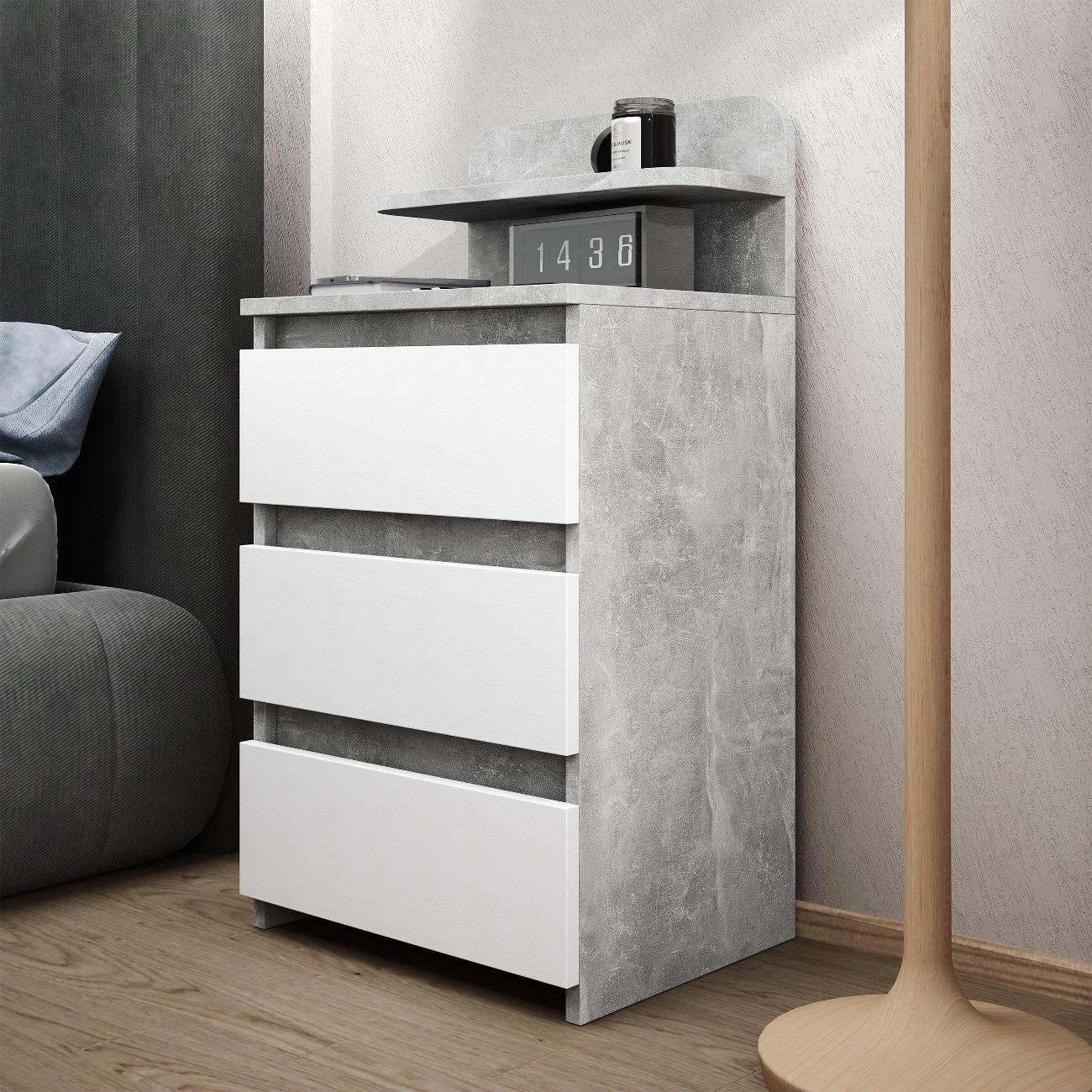 Тумба MFMaster Витто-7132 бетон-белый