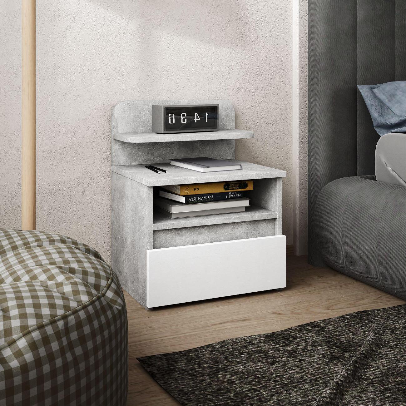 Тумба MFMaster Витто-126 бетон-белый фото