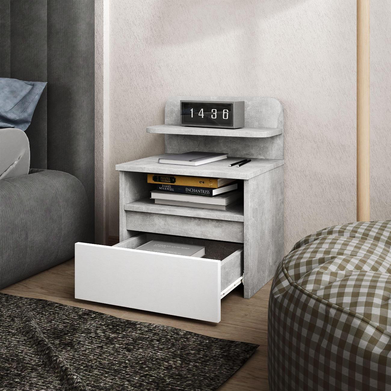 Тумба MFMaster Витто-126 бетон-белый