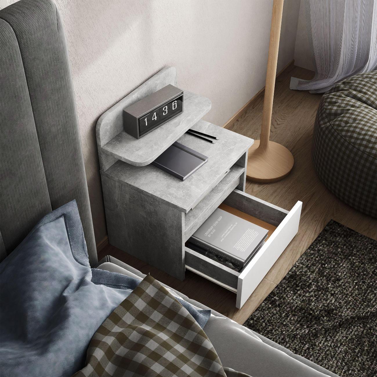 Тумба MFMaster Витто-126 бетон-белый