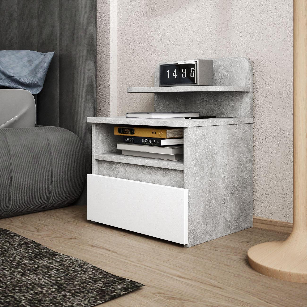 Тумба MFMaster Витто-126 бетон-белый