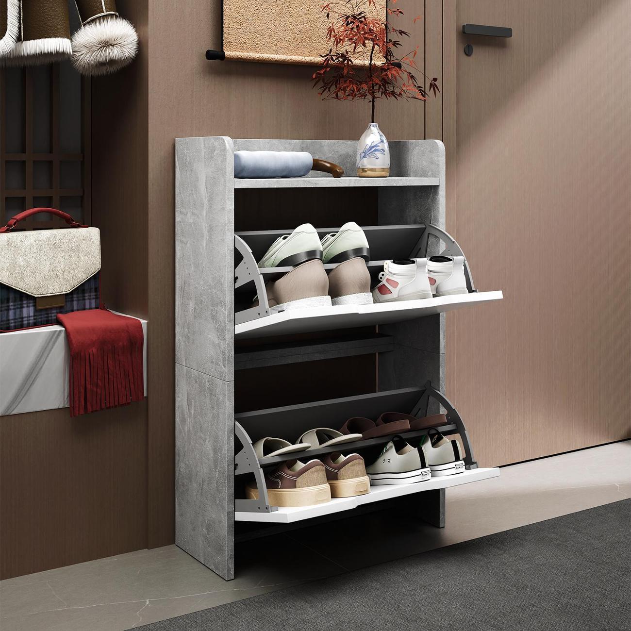 Обувница MFMaster Витто-173 бетон-белый