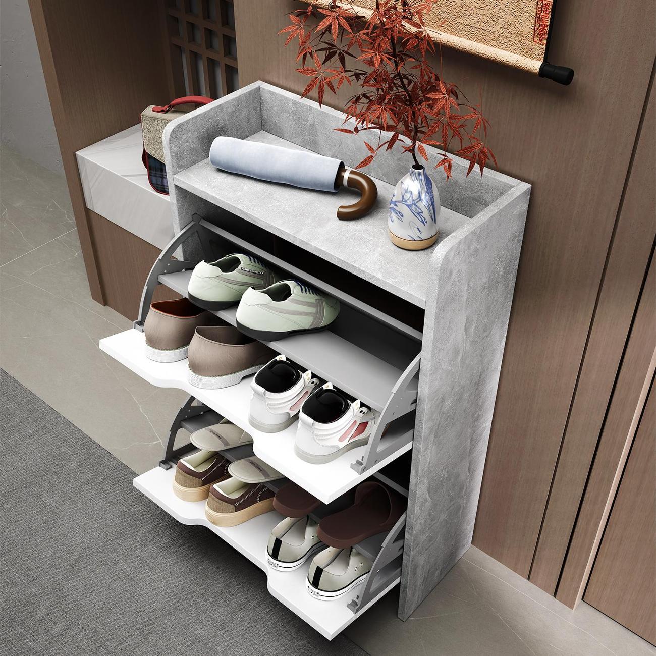 Обувница MFMaster Витто-173 бетон-белый