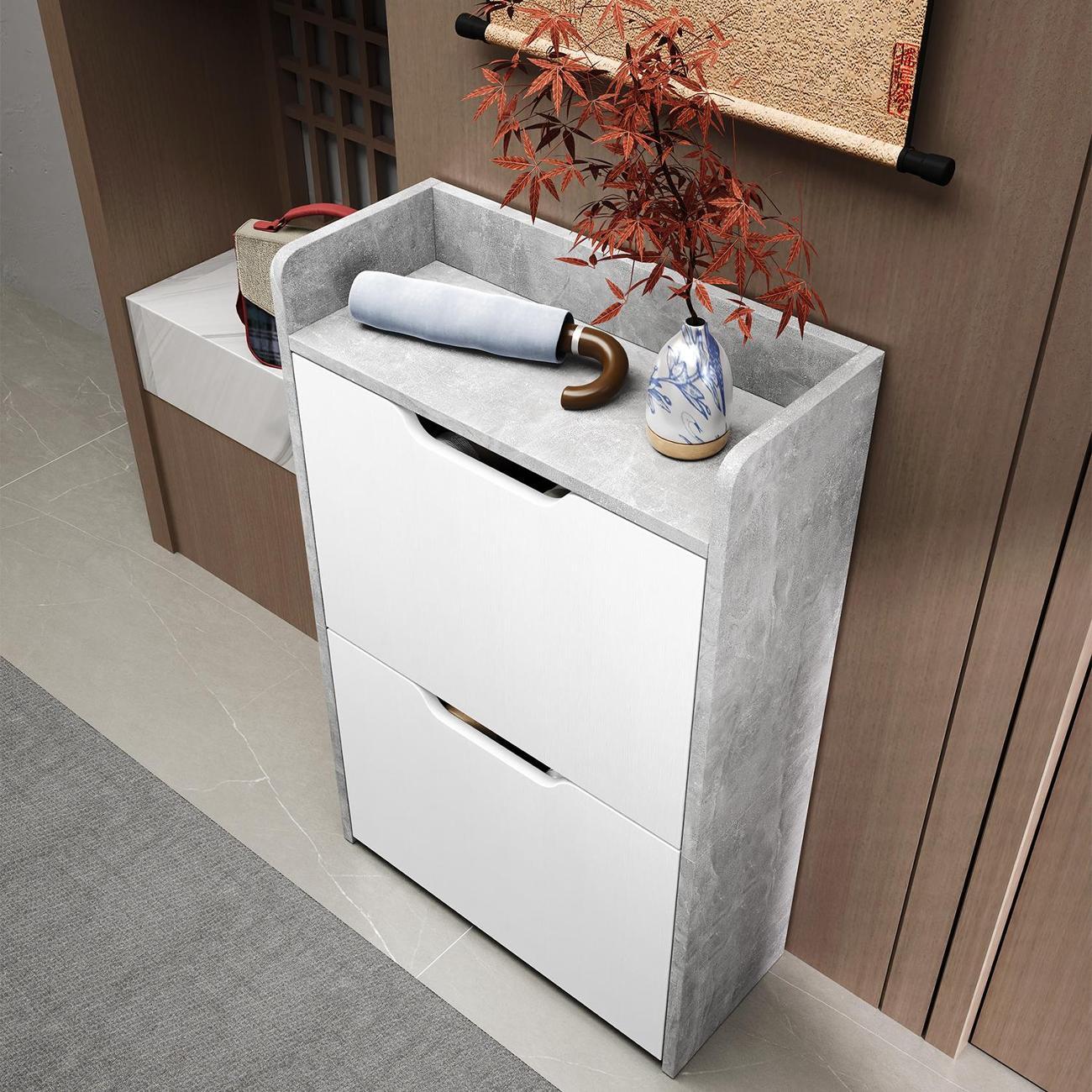 Обувница MFMaster Витто-173 бетон-белый