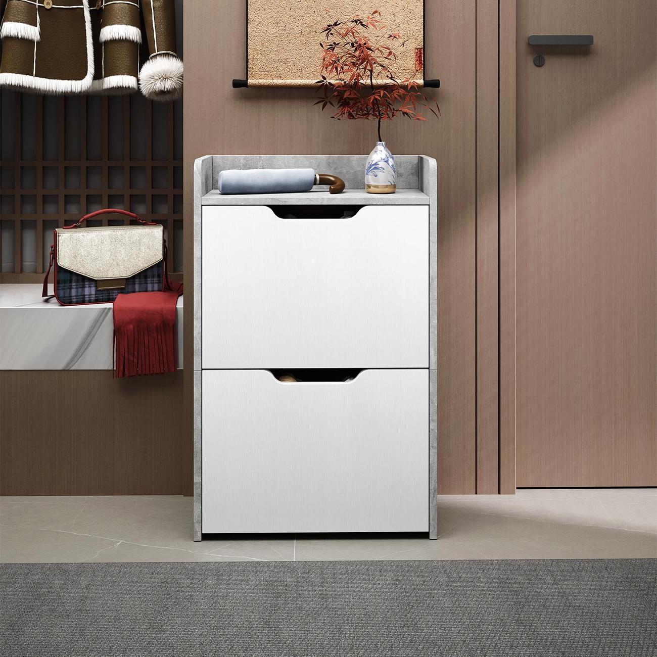 Обувница MFMaster Витто-173 бетон-белый