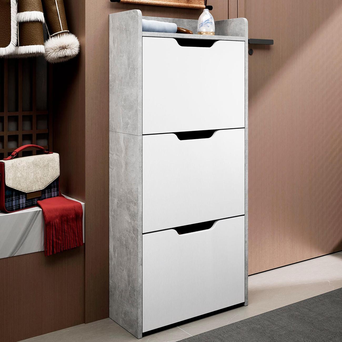 Обувница MFMaster Витто-175 бетон-белый