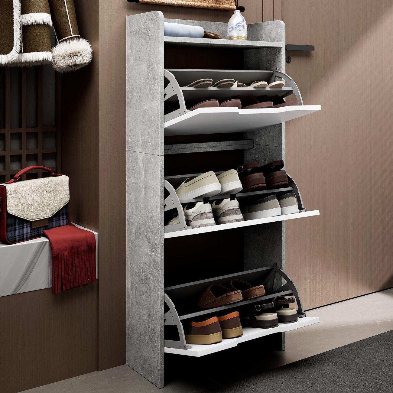 Обувница MFMaster Витто-175 бетон-белый