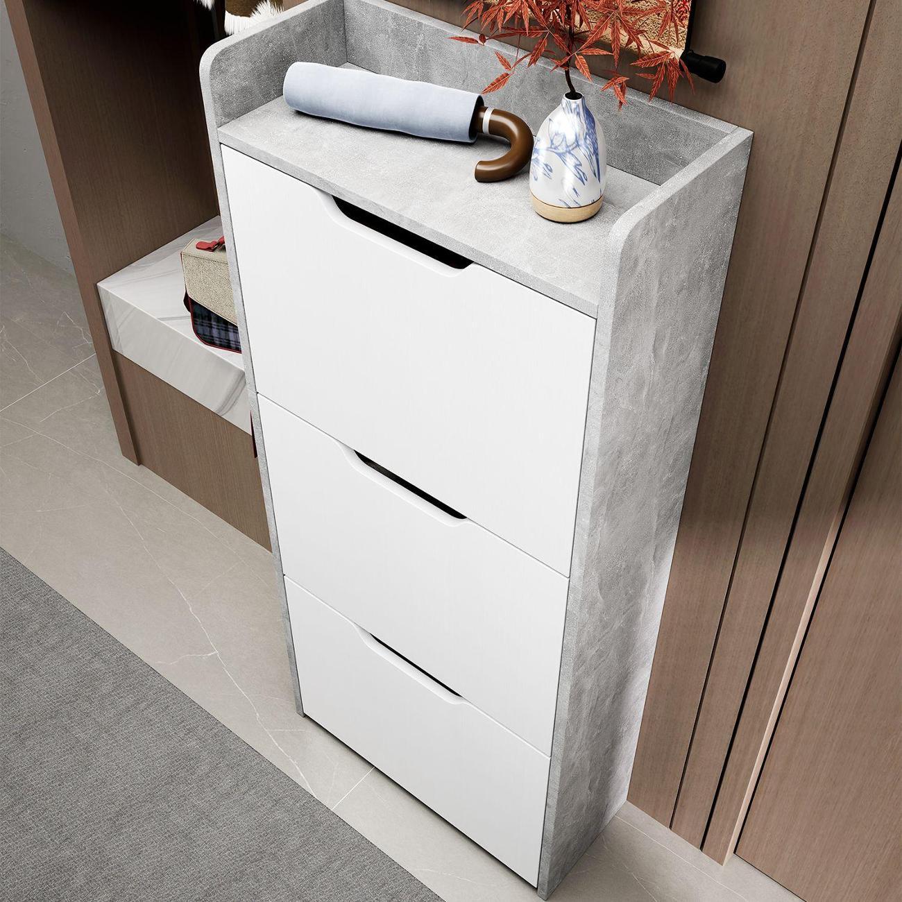 Обувница MFMaster Витто-175 бетон-белый