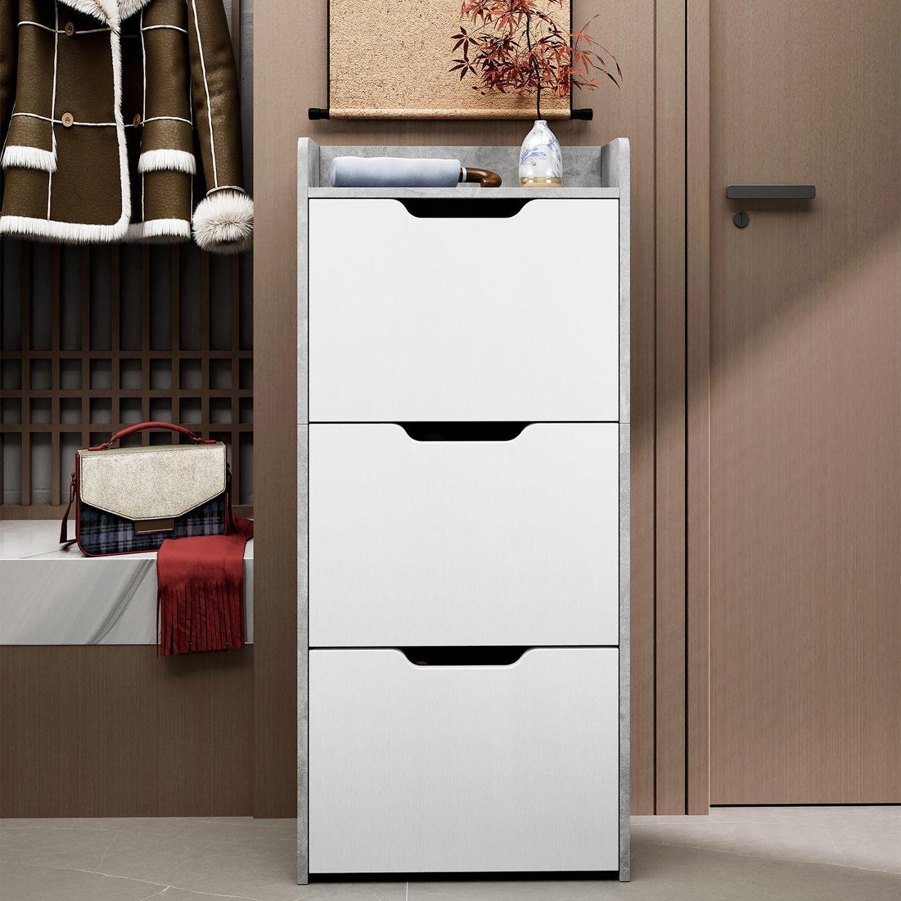 Обувница MFMaster Витто-175 бетон-белый