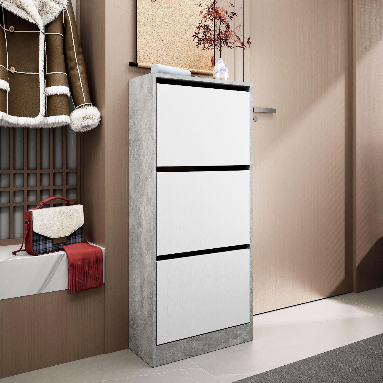 Обувница MFMaster Уно-754 бетон-белый