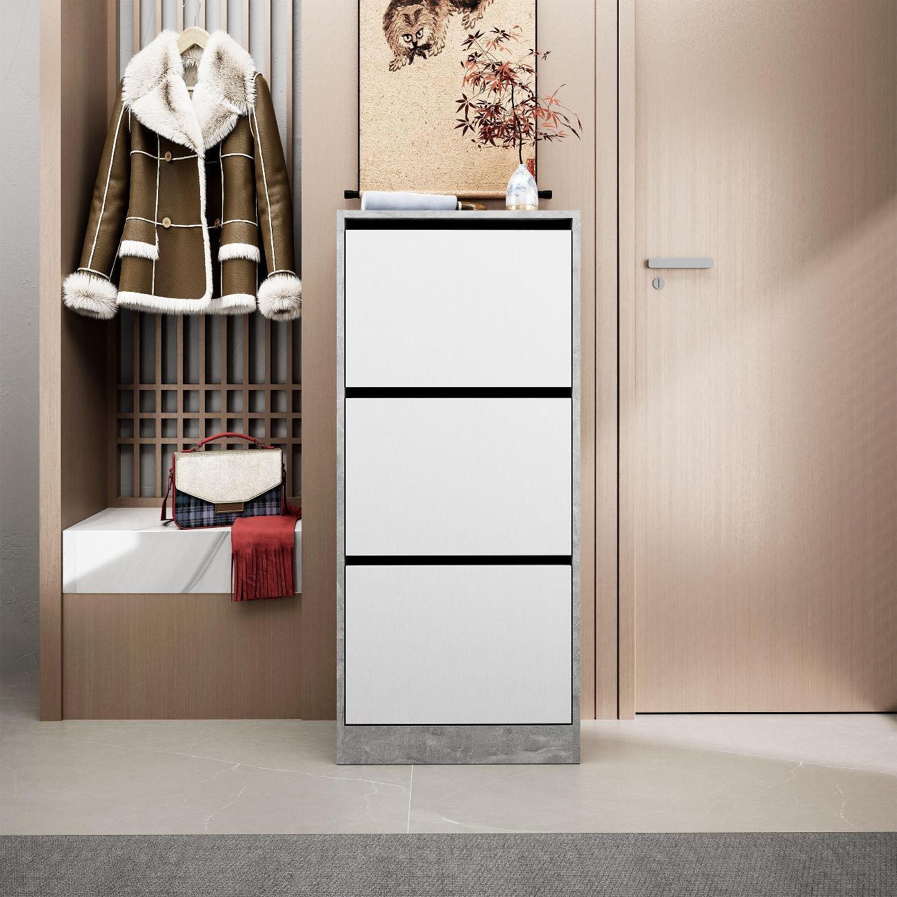 Обувница MFMaster Уно-754 бетон-белый