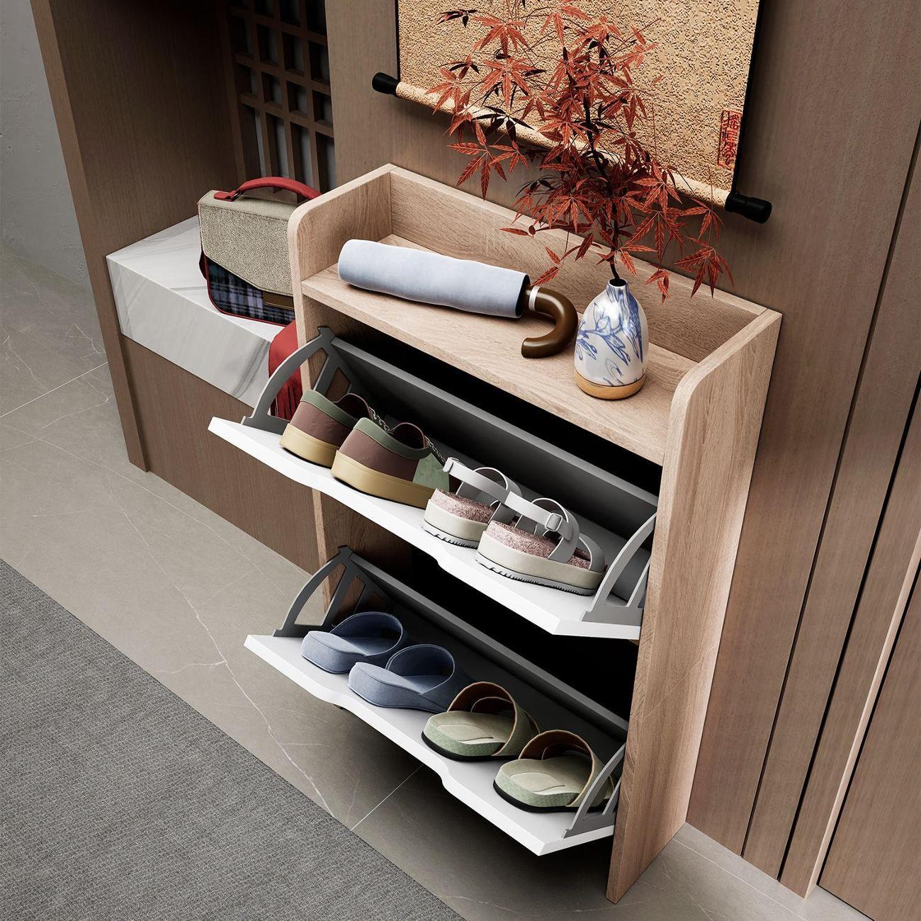 Обувница MFMaster Витто-174 дуб сонома-белый