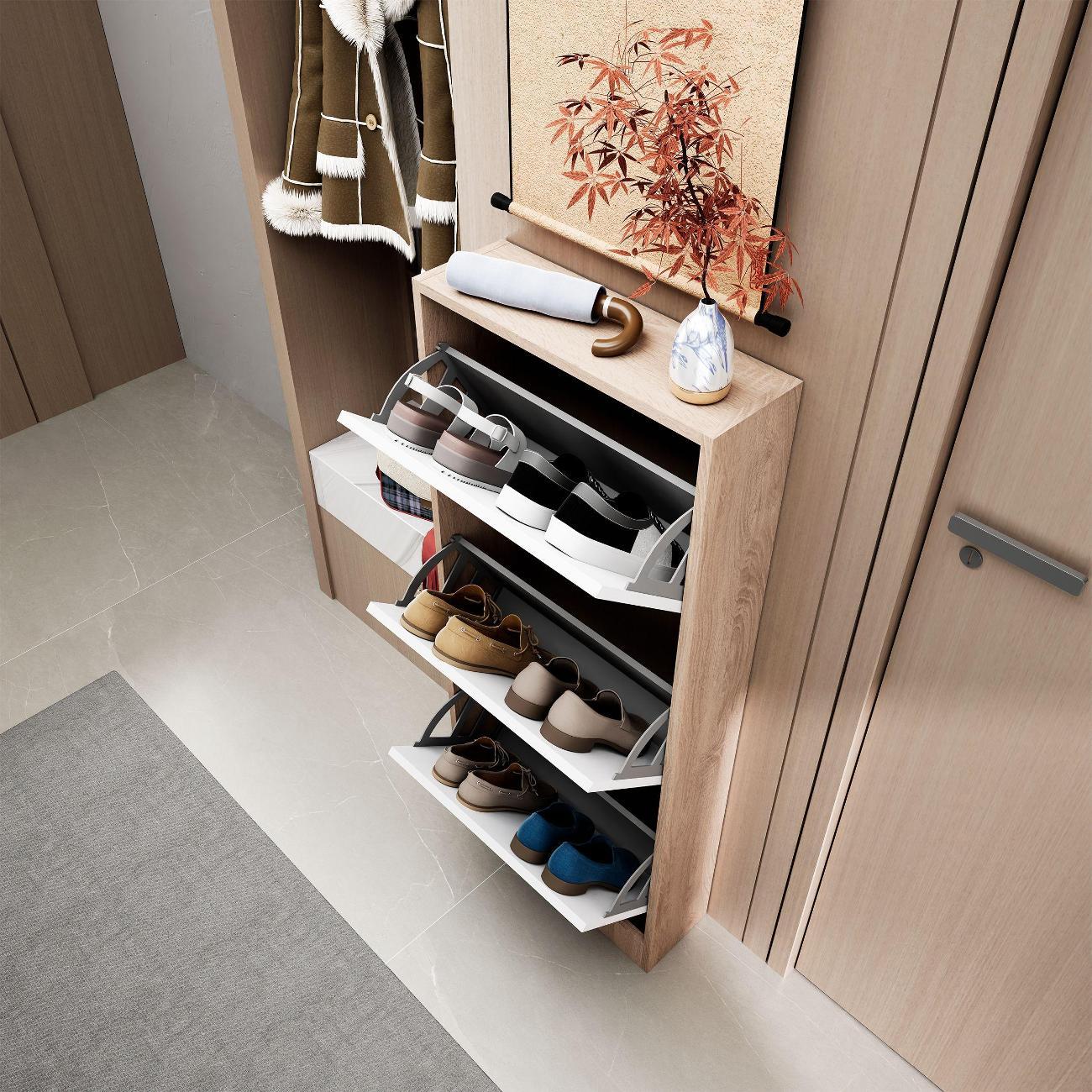 Обувница MFMaster узкая Уно-754-У дуб сонома-белый