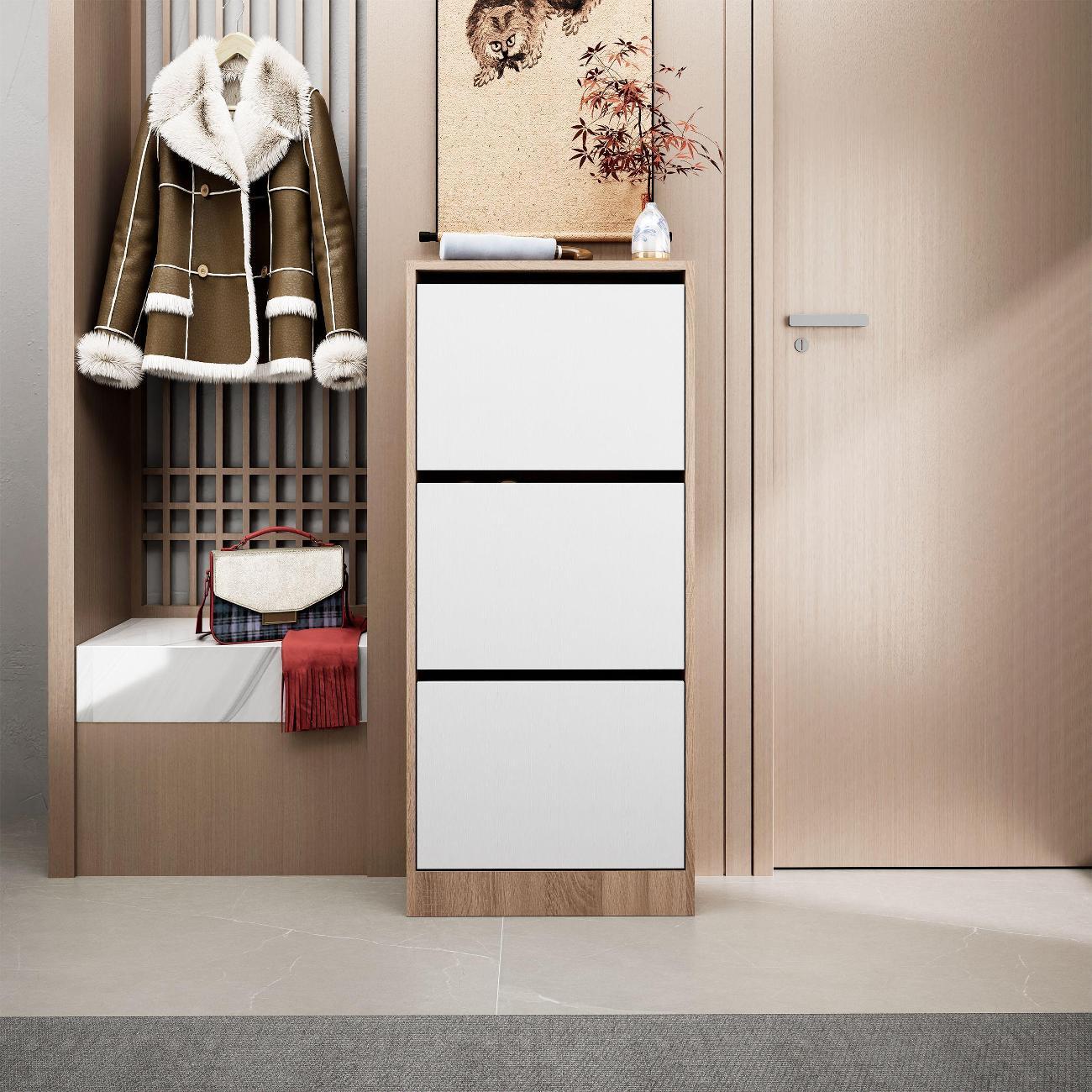 Обувница MFMaster узкая Уно-754-У дуб сонома-белый