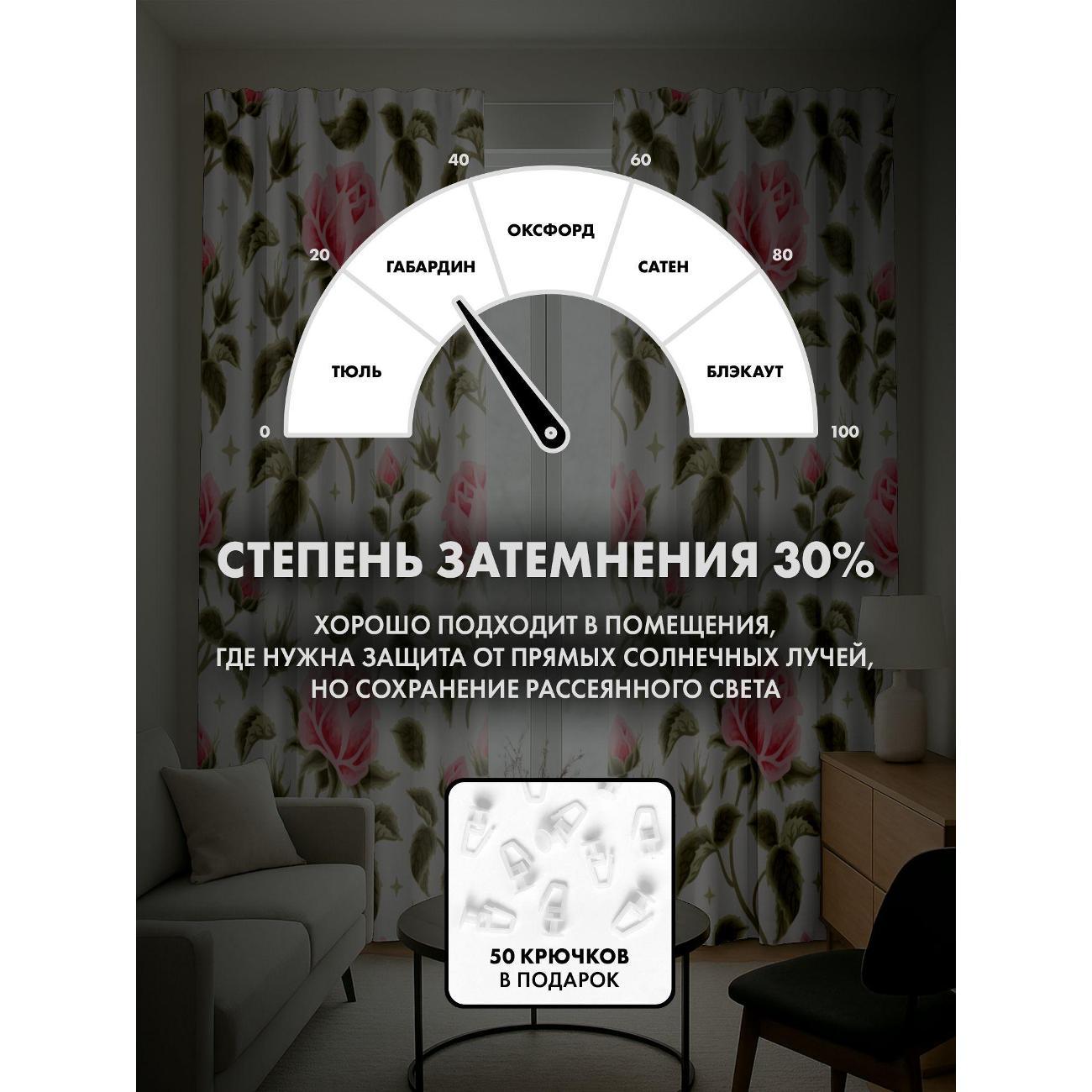 Фотошторы 365home Розовые розы с бутонами и листьями (FP23798701)