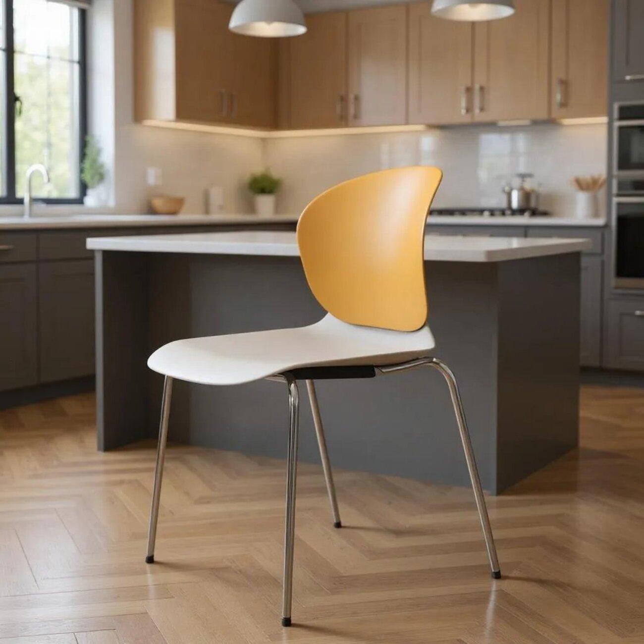 Стул обеденный ВВА Синнабон бело-желтый фото