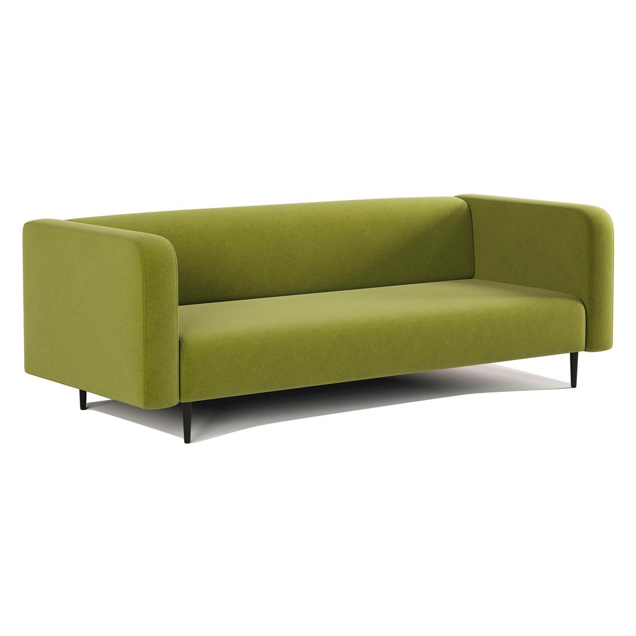 Диван Шарм-Дизайн офисный 3-х местный Акцент, прямой велюр зеленый