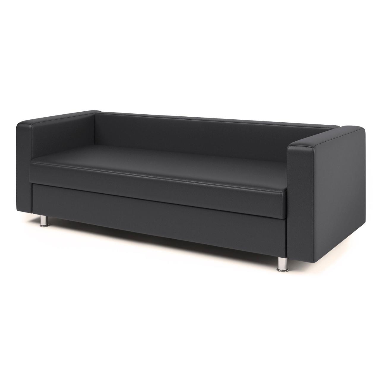 Диван Шарм-Дизайн офисный 3-х местный Бит, прямой экокожа чёрный