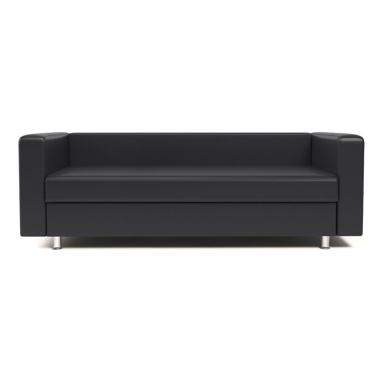 Диван Шарм-Дизайн офисный 3-х местный Бит, прямой экокожа чёрный