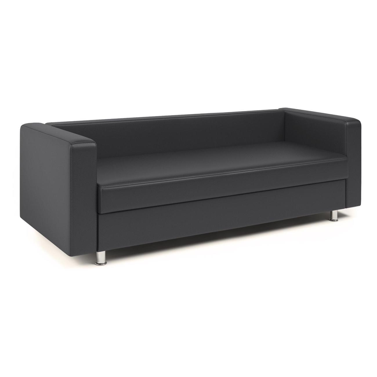 Диван Шарм-Дизайн офисный 3-х местный Бит, прямой экокожа чёрный