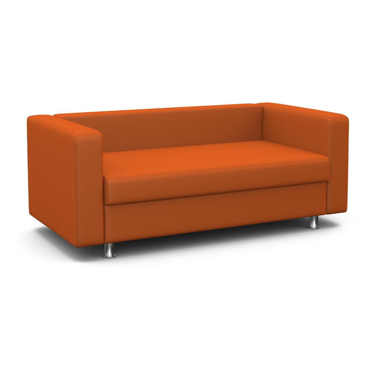 Диван Шарм-Дизайн офисный Бит, прямой экокожа оранжевый