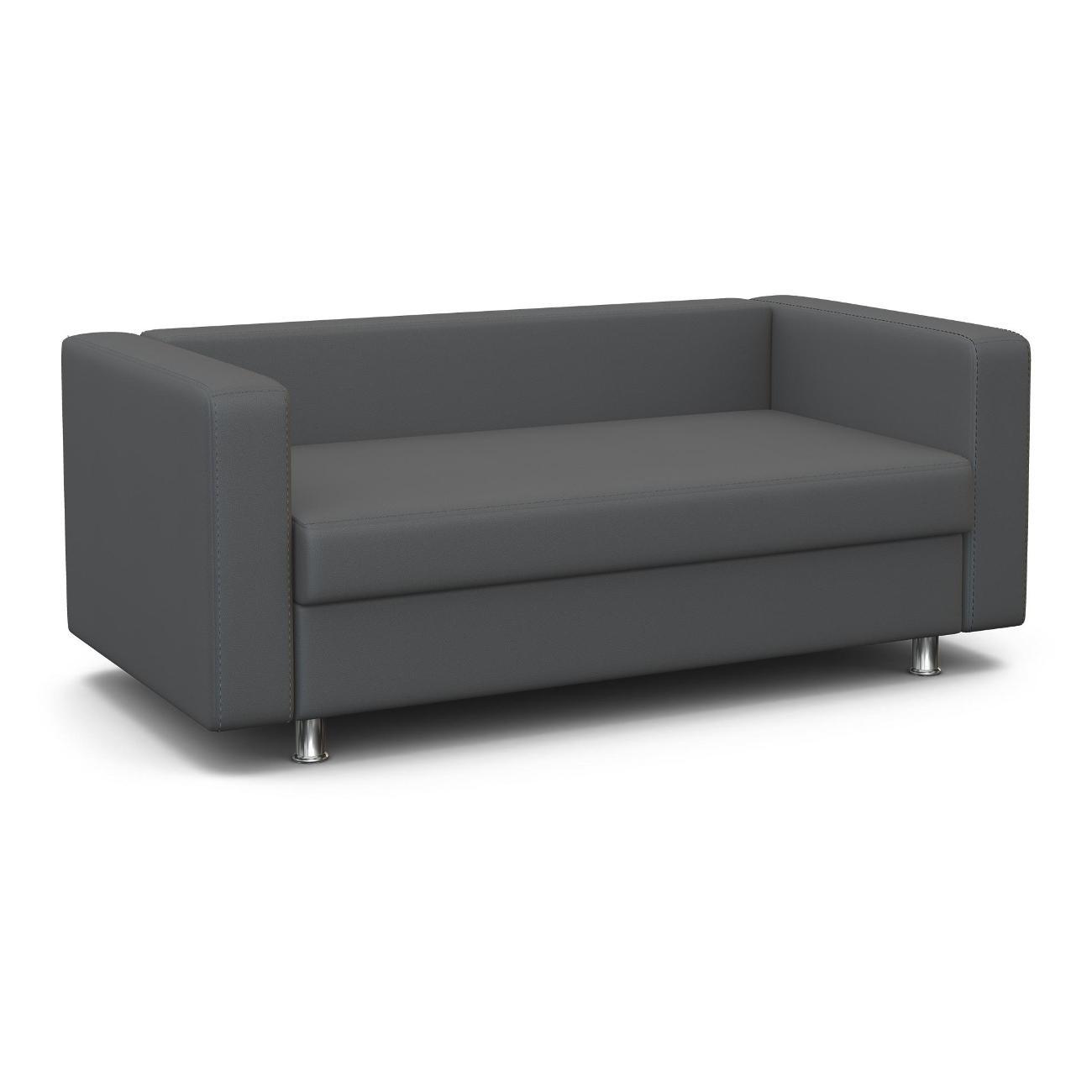 Диван Шарм-Дизайн офисный Бит, прямой серая экокожа