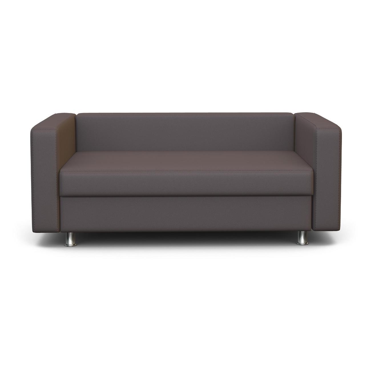 Диван Шарм-Дизайн офисный Бит, прямой экокожа темно-серый