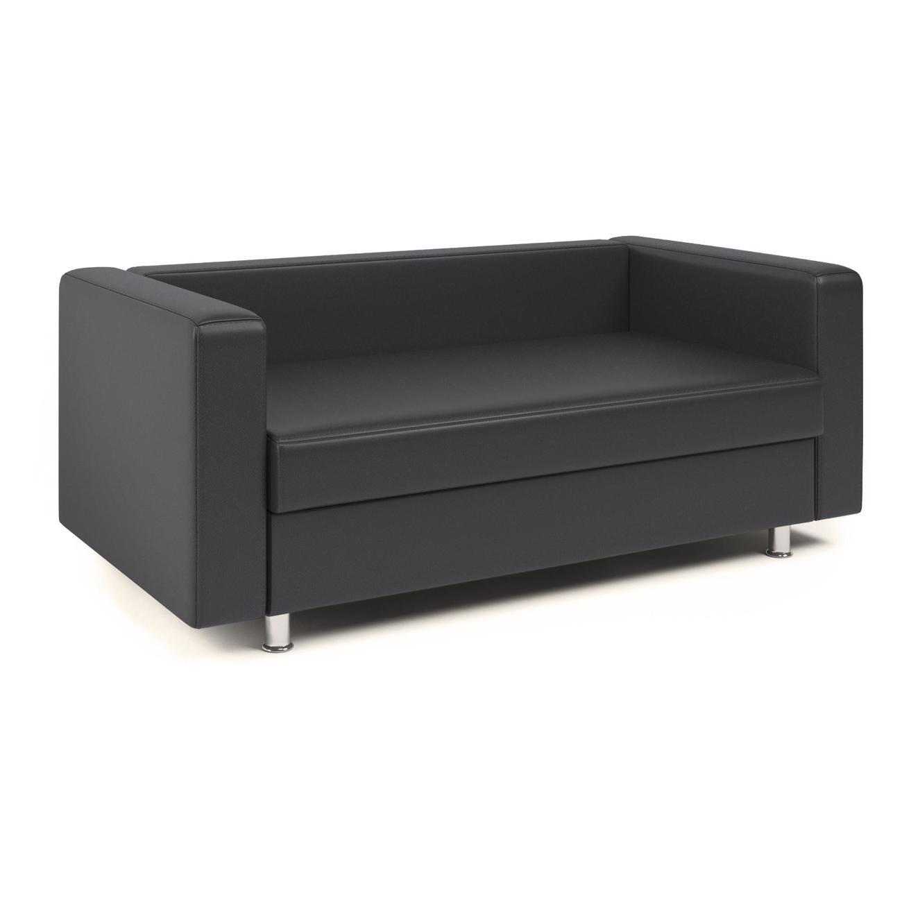 Диван Шарм-Дизайн офисный Бит, прямой экокожа чёрный