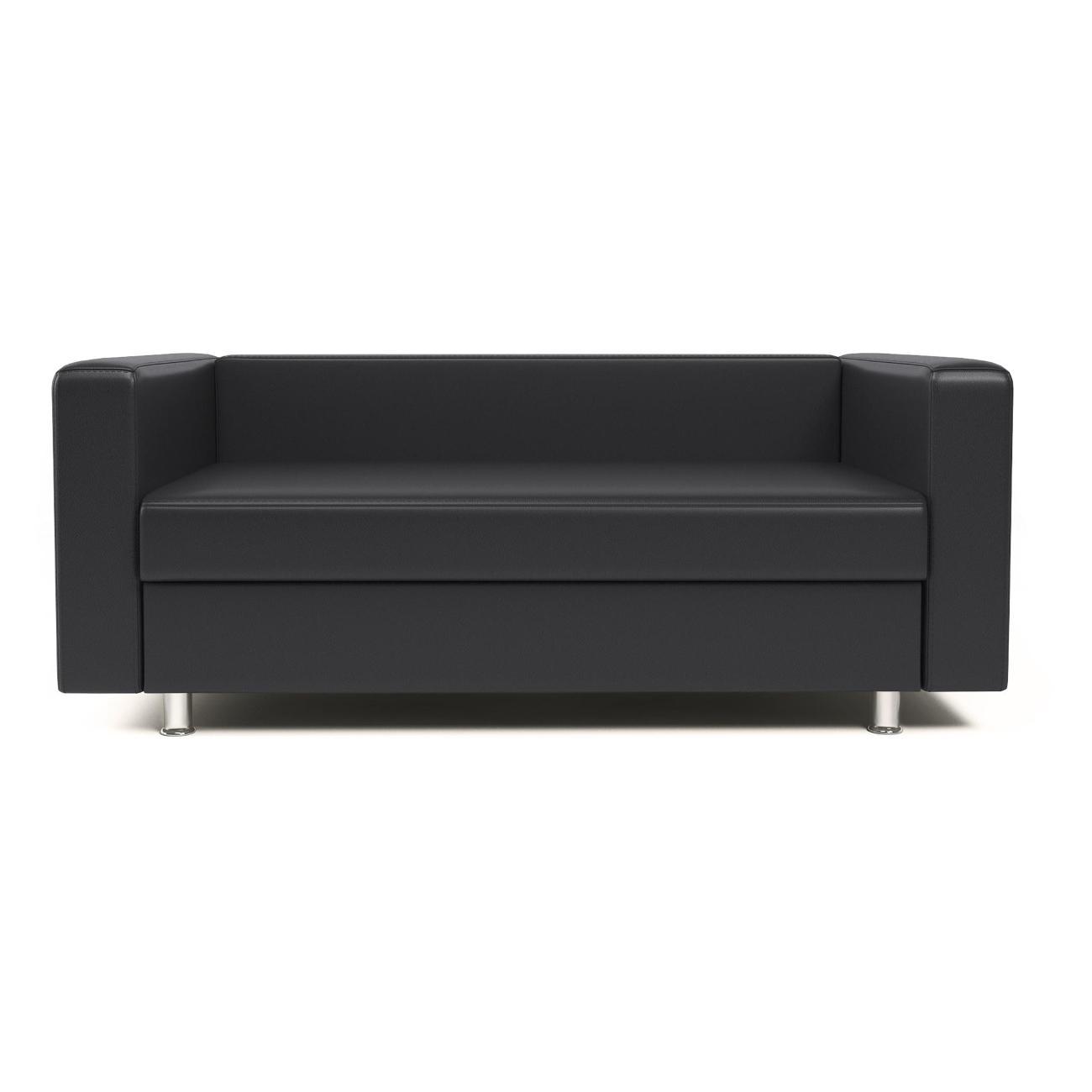 Диван Шарм-Дизайн офисный Бит, прямой экокожа чёрный