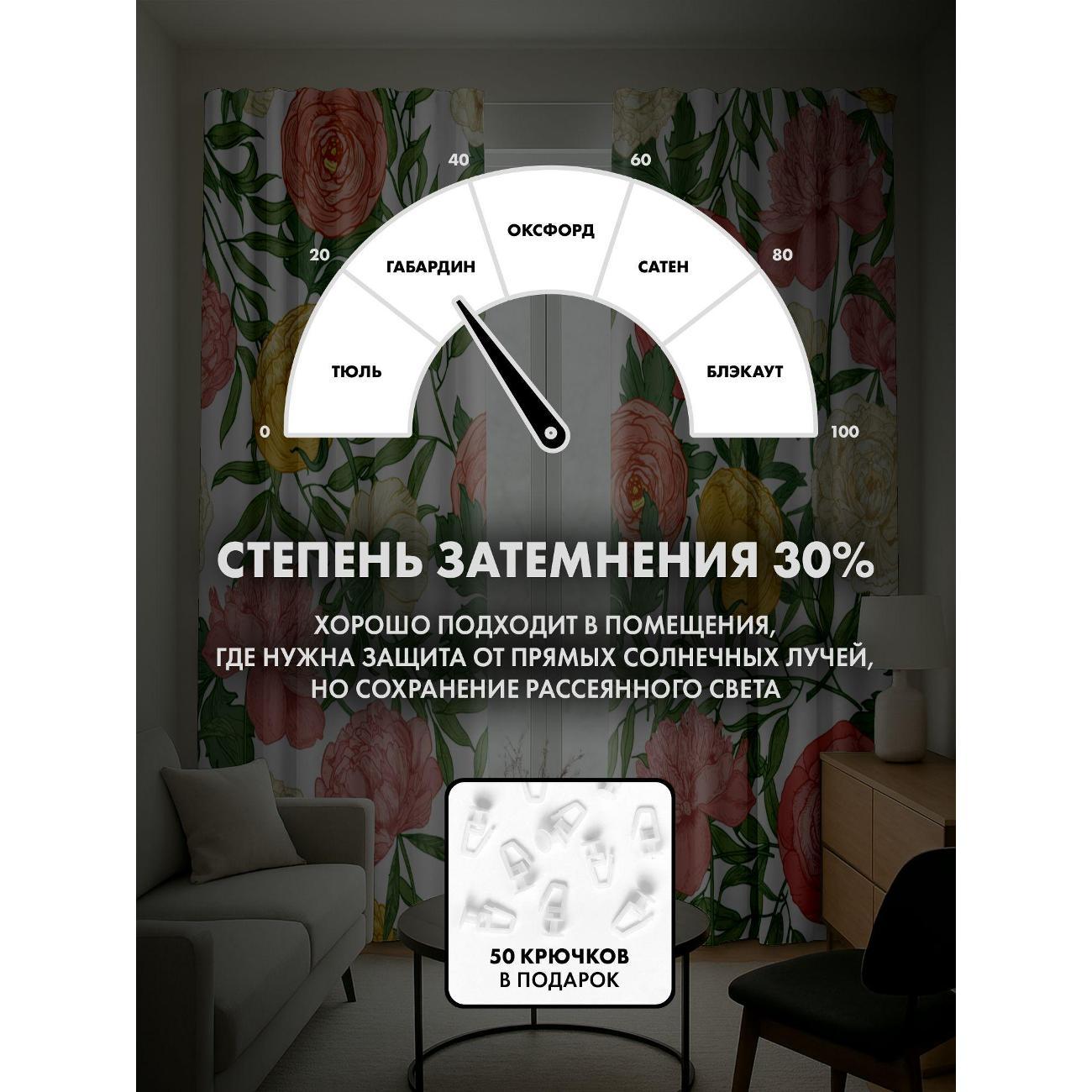 Фотошторы 365home 3D&nbsp;Цветочный узор: пионы розовых