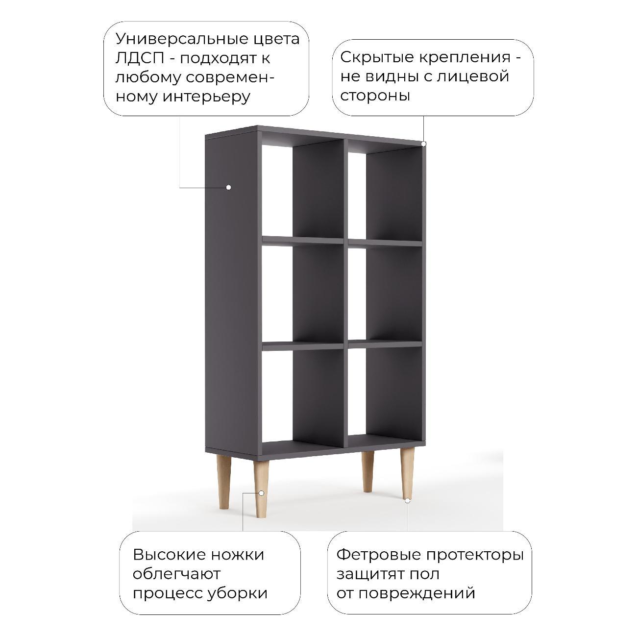 Стеллаж Monofix ОДОС, вертикальный, 6 секций, графит