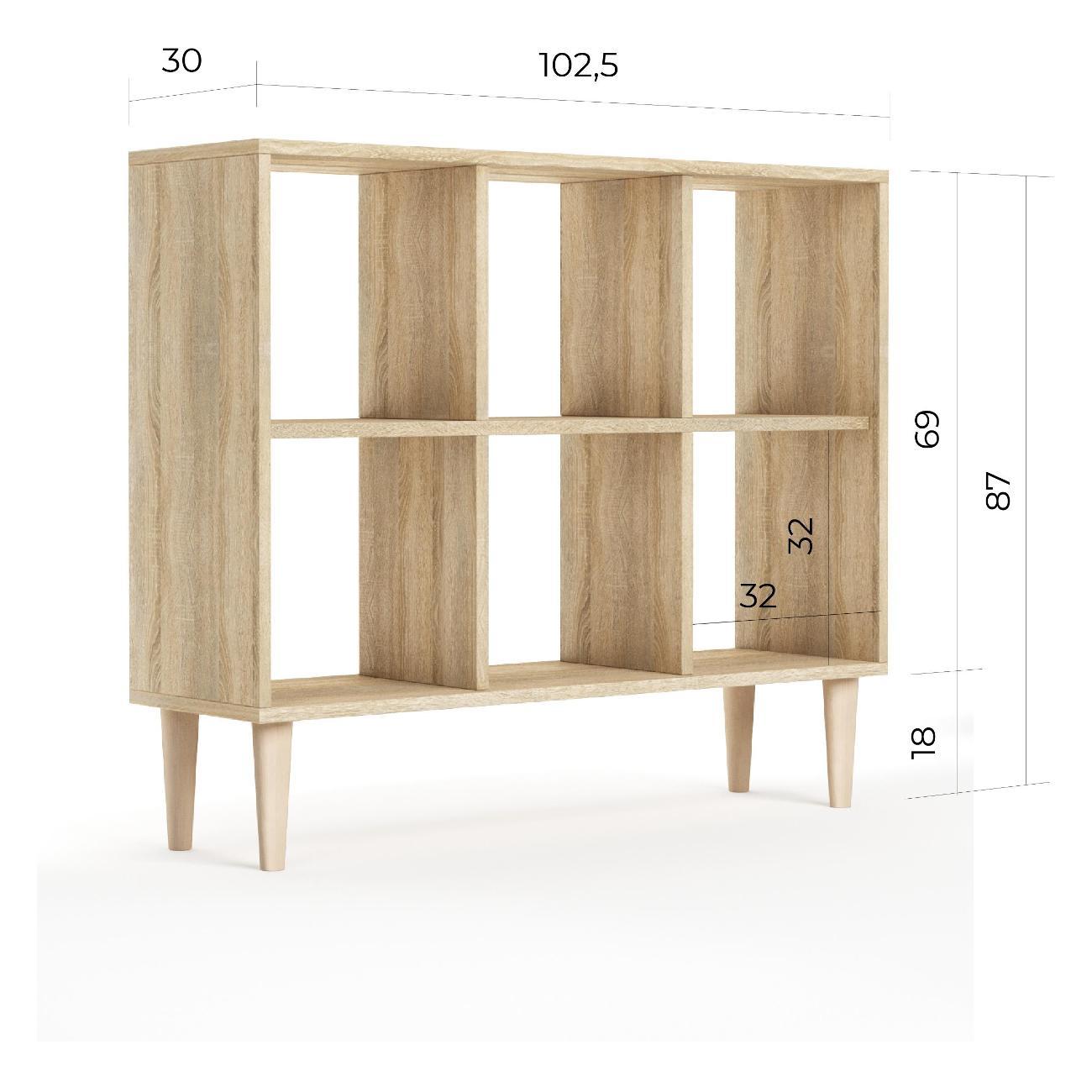 Стеллаж Monofix ОДОС, горизонтальный, 6 секций, сонома