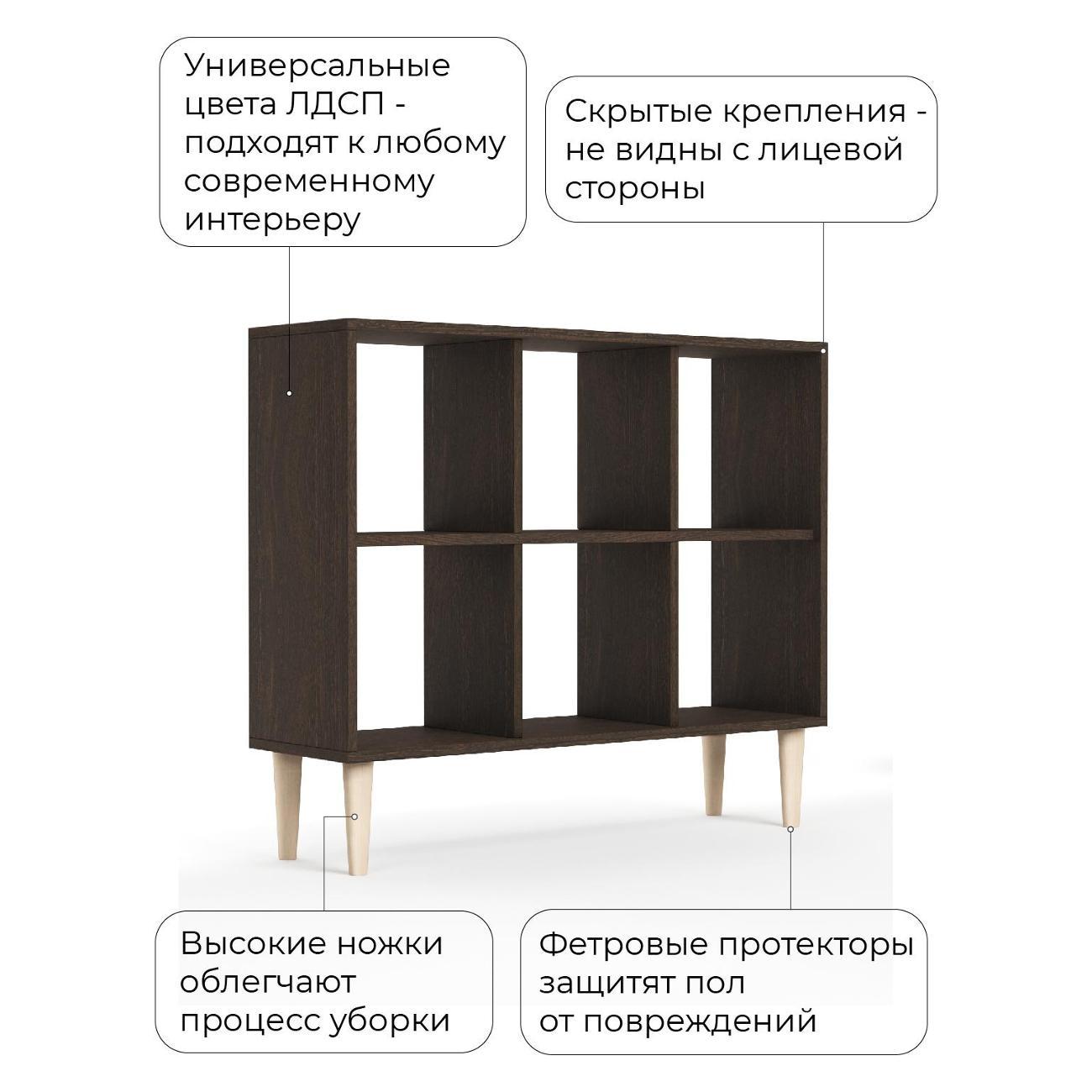 Стеллаж Monofix ОДОС, горизонтальный, 6 секций, венге