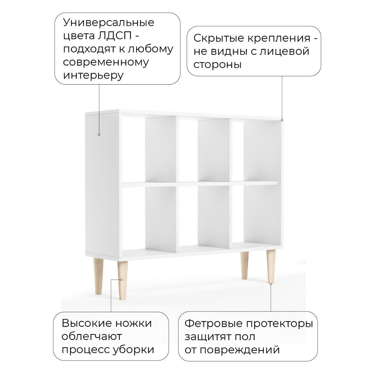 Стеллаж Monofix ОДОС, горизонтальный, 6 секций, белый
