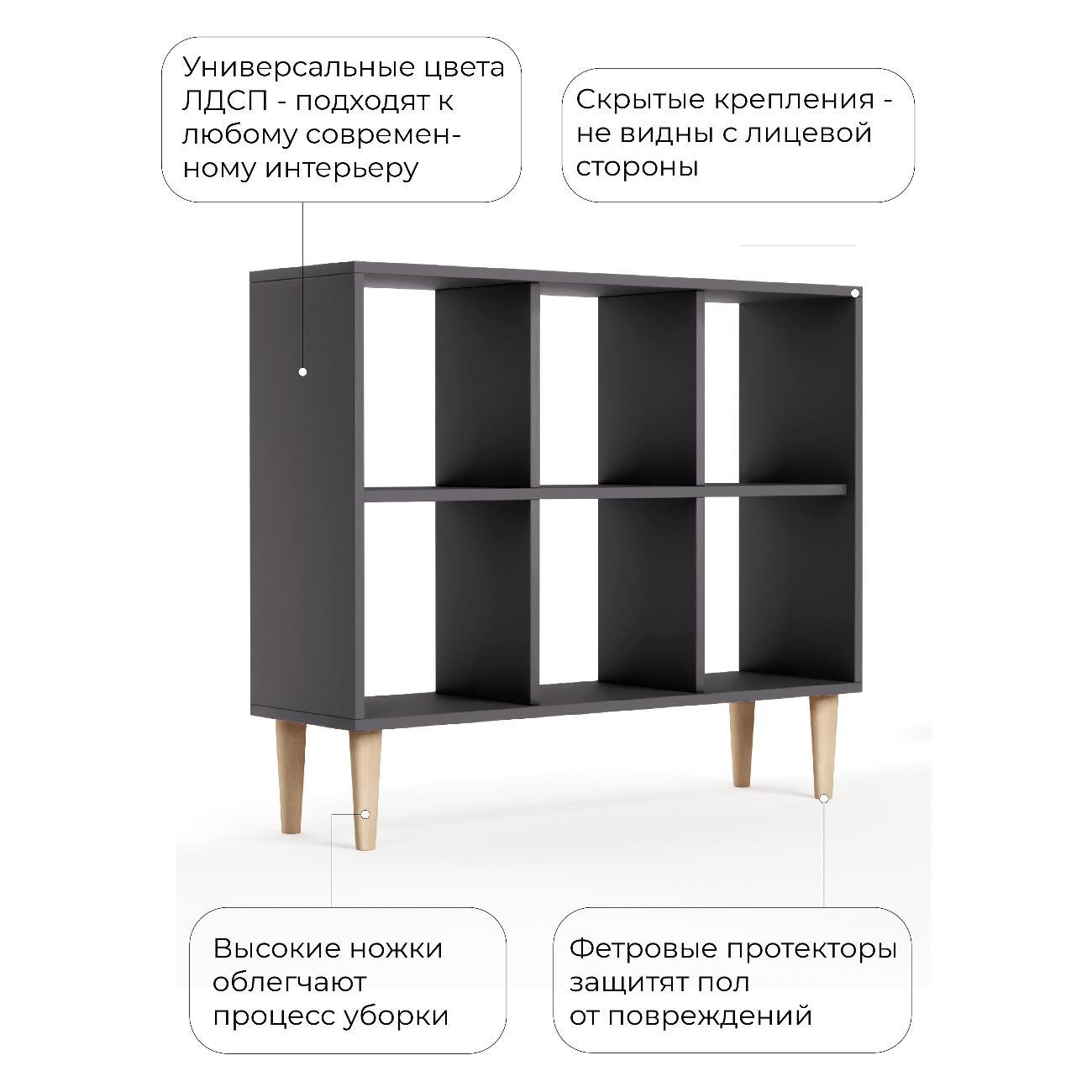 Стеллаж Monofix ОДОС, горизонтальный, 6 секций, графит