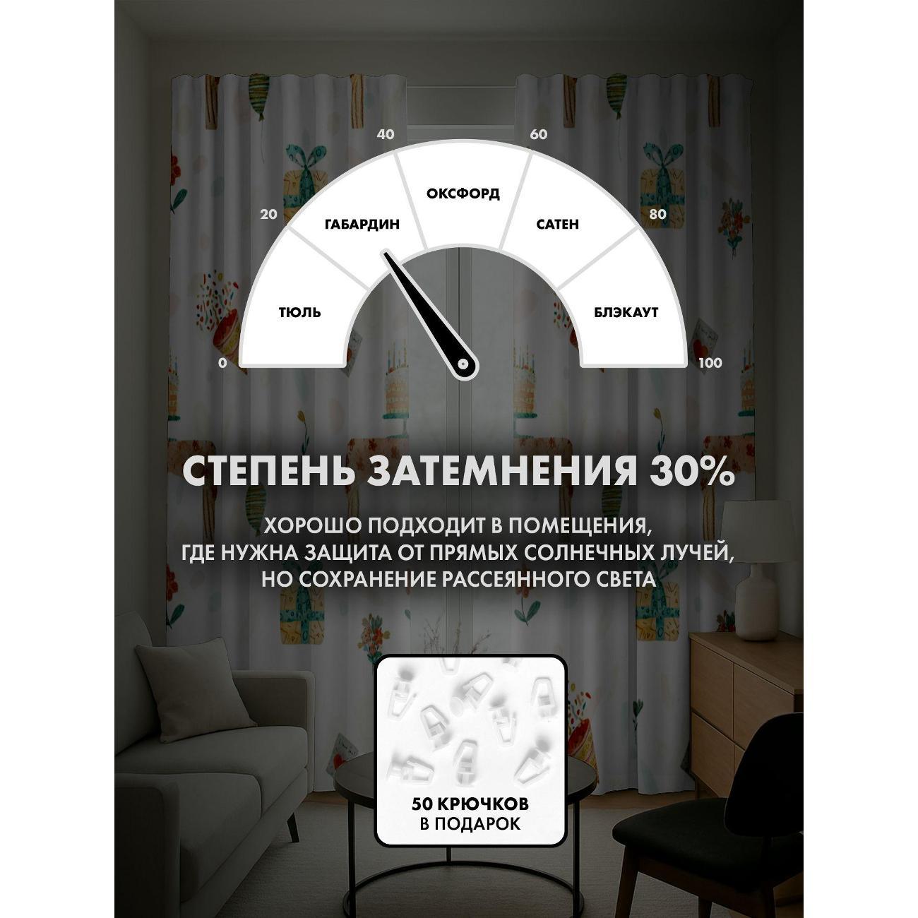 Фотошторы 365home 3D&nbsp;Праздничный узор: торты, подарки