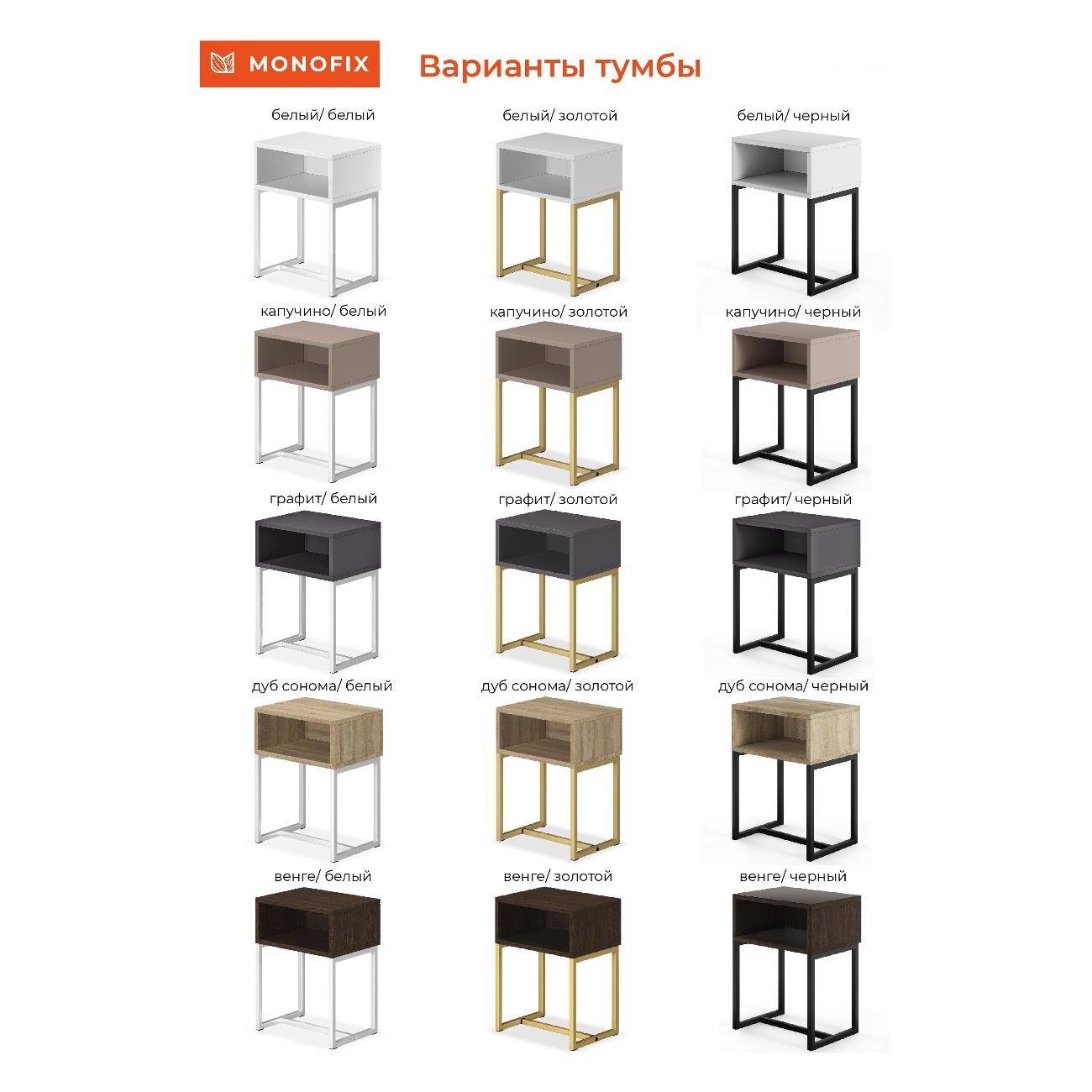 Тумба прикроватная Monofix ЮНТА дуб сонома/ золото