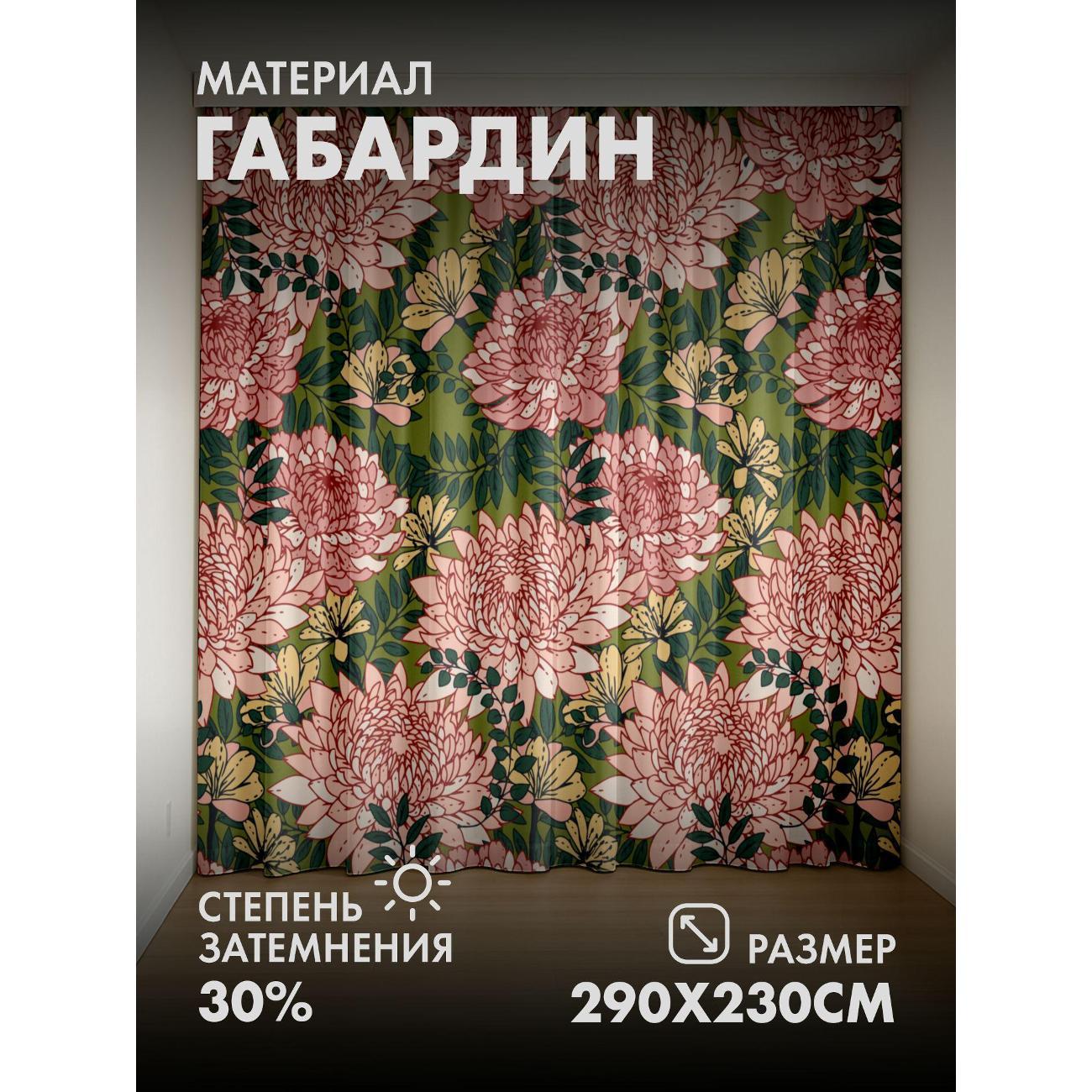 Фотошторы 365home Цветочный узор: розовые хризантемы (FP415844208) фото