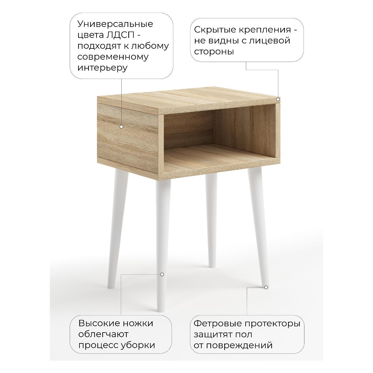 Тумба прикроватная Monofix ОДОС, дуб сонома/ белый